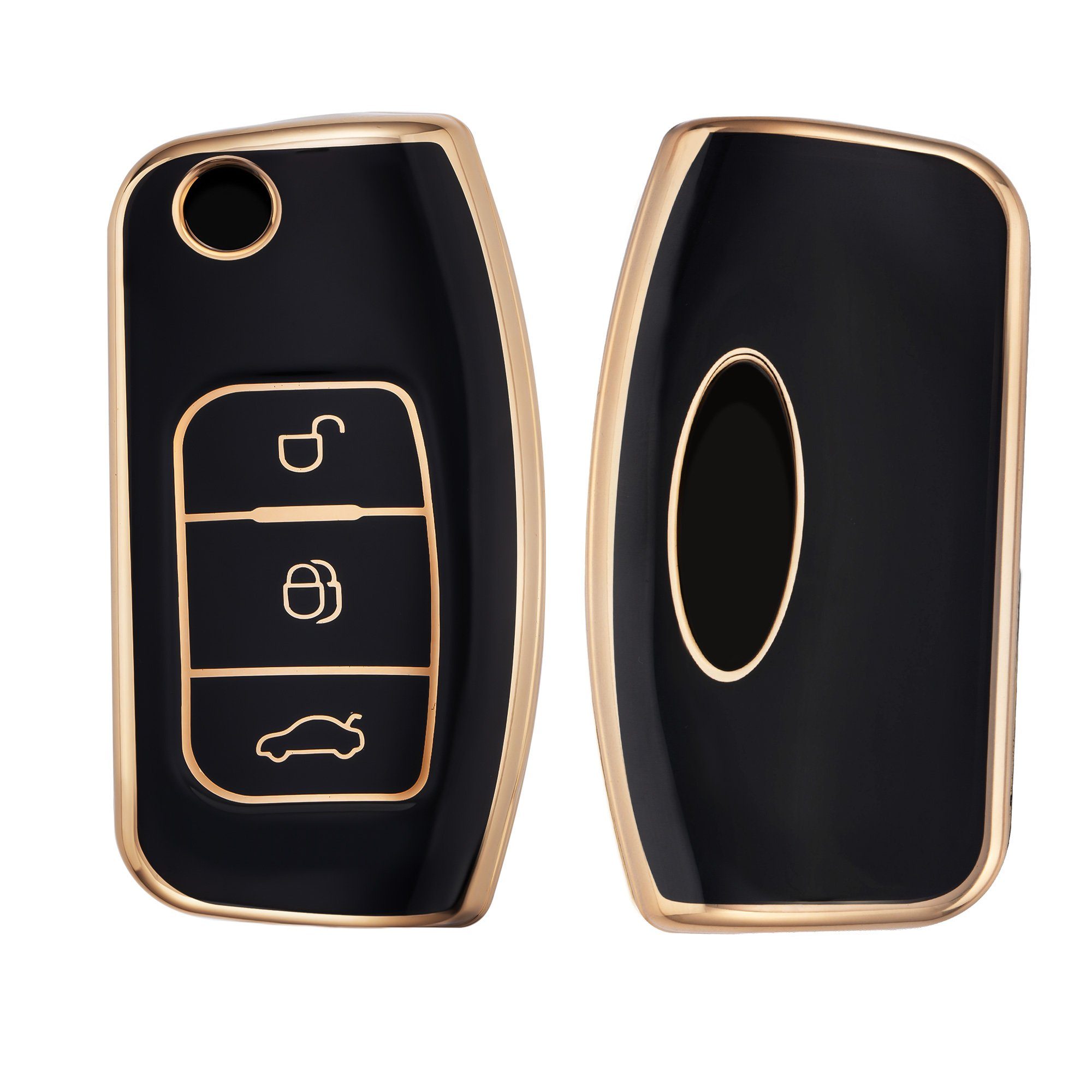 kwmobile Schlüsseltasche Autoschlüssel Hülle für Ford, Schlüsselhülle Silikon Cover Schwarz