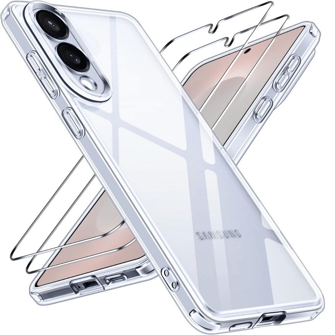Smartphone-Hülle + 2X Schutzglas für Samsung Galaxy S25 Edge Silikon Panzerfolie Case