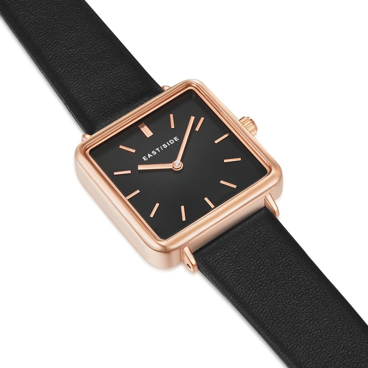 Damen Uhren Eastside Quarzuhr Grand schwarz, mit Echtleder-Armband