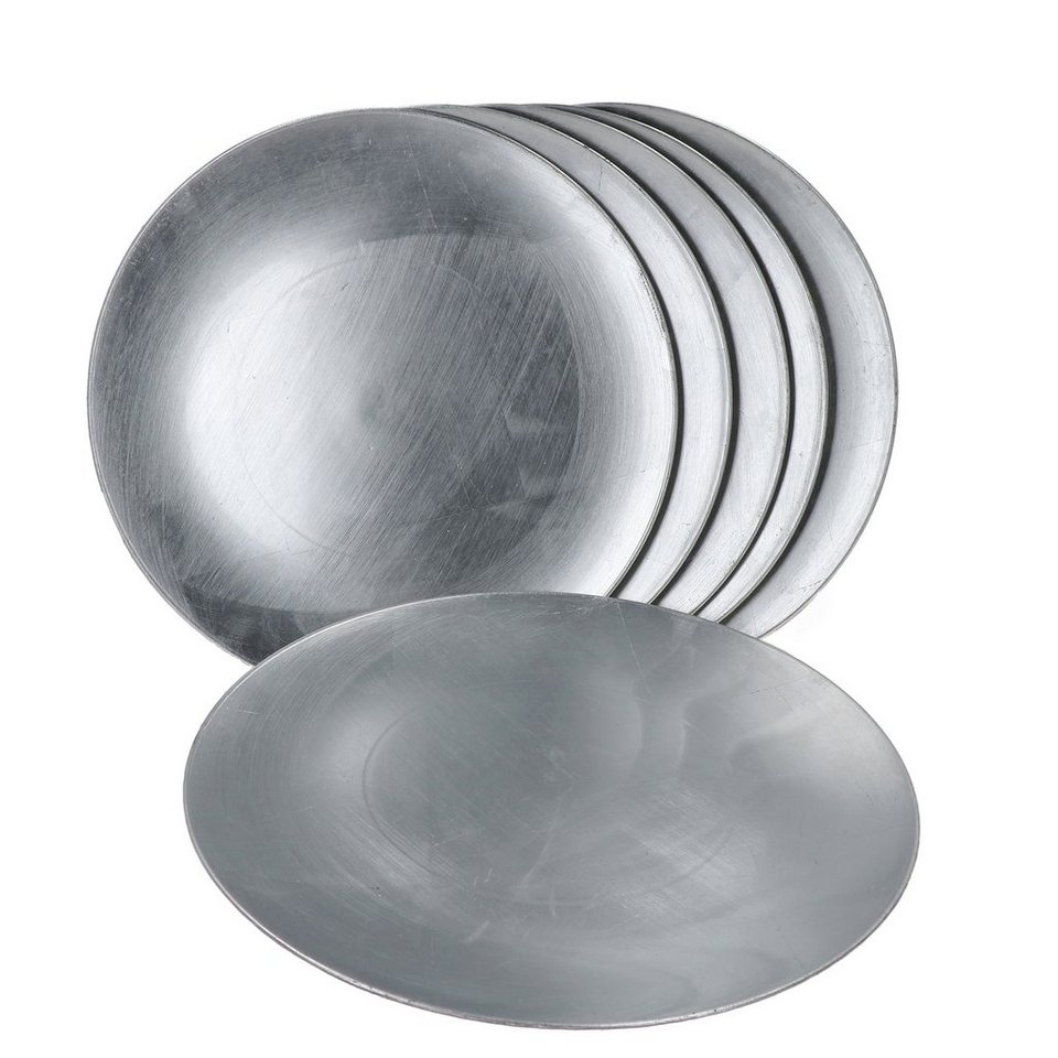 MamboCat Servierplatte 6er Set Platzteller Metallic Silber 33cm, Kunststoff