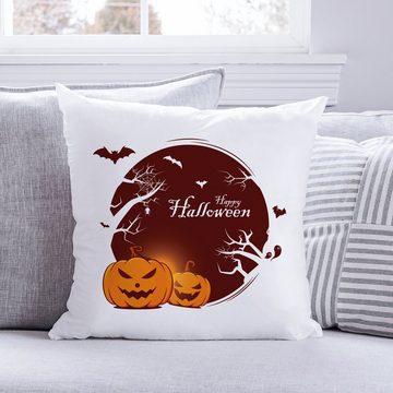 GRAVURZEILE Zierkissen mit Motiv - Halloween Kürbis - Schauriges Halloweenmotiv -, starke Farben ohne verblassen, Maschinenwäsche geeignet - ohne Füllung