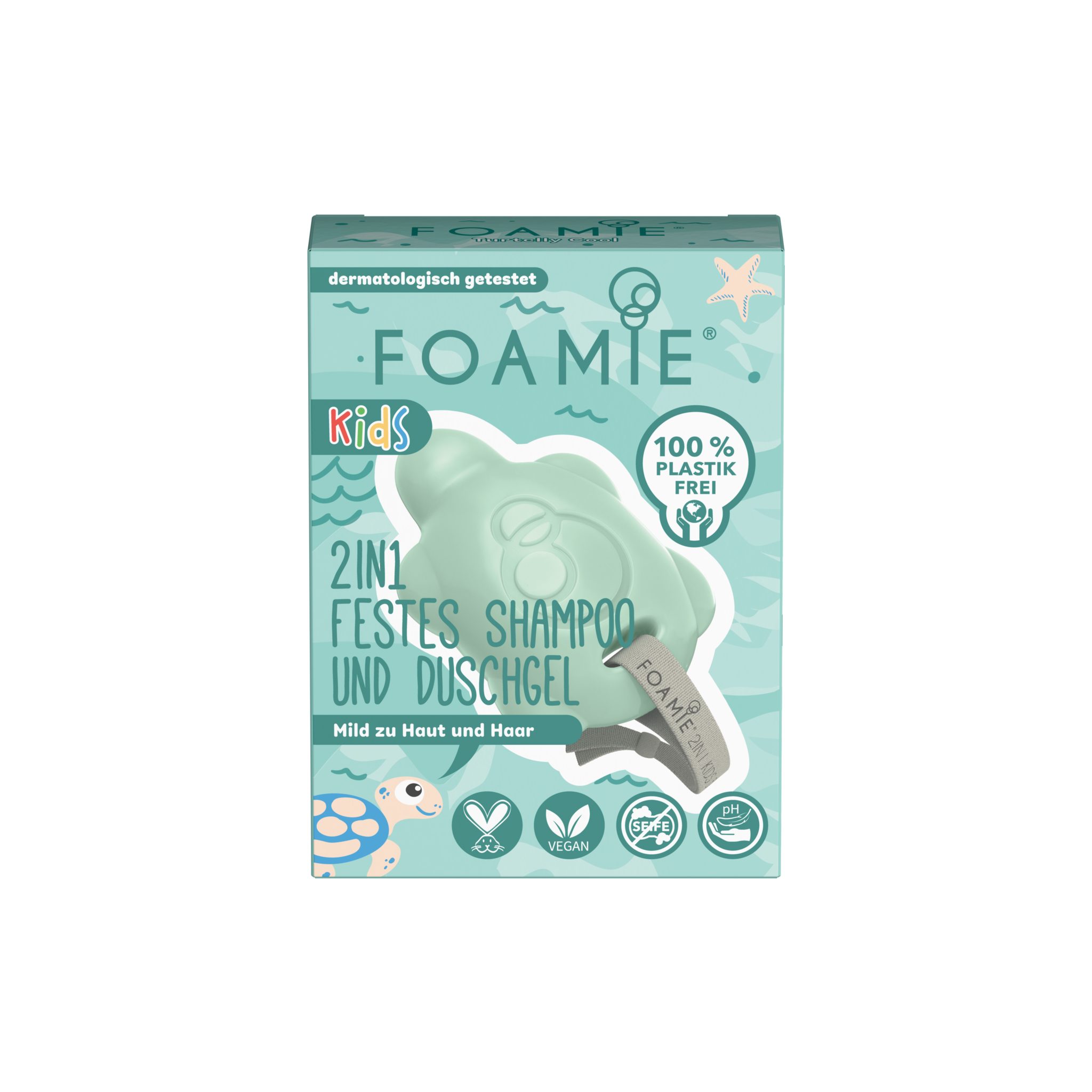 FOAMIE Festes Haarshampoo 2in1 Kids Turtelly Cool Festes Shampoo und Duschgel, 1-tlg.