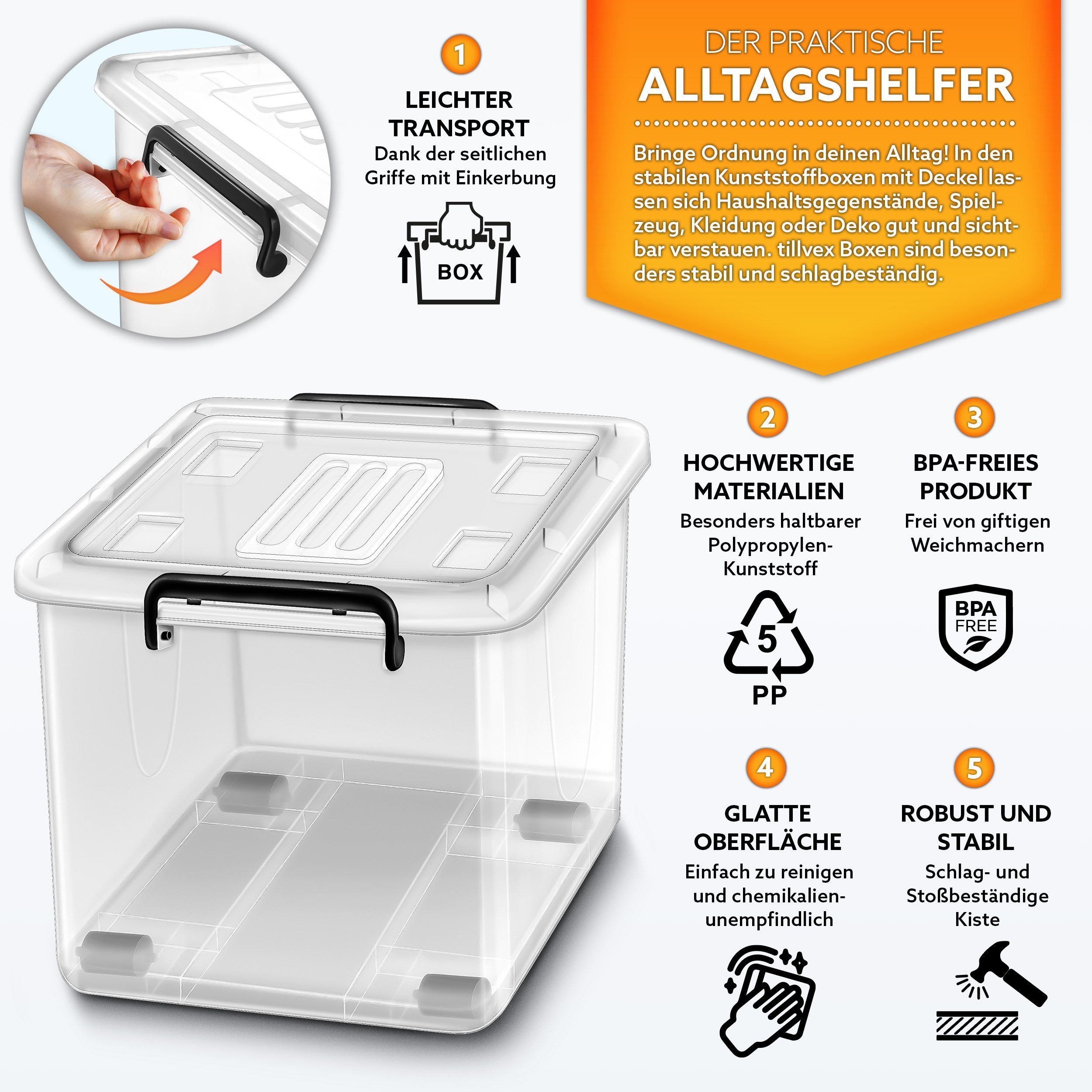 tillvex Aufbewahrungsbox mit Deckel lebensmittelecht Kunststoff günstig online kaufen
