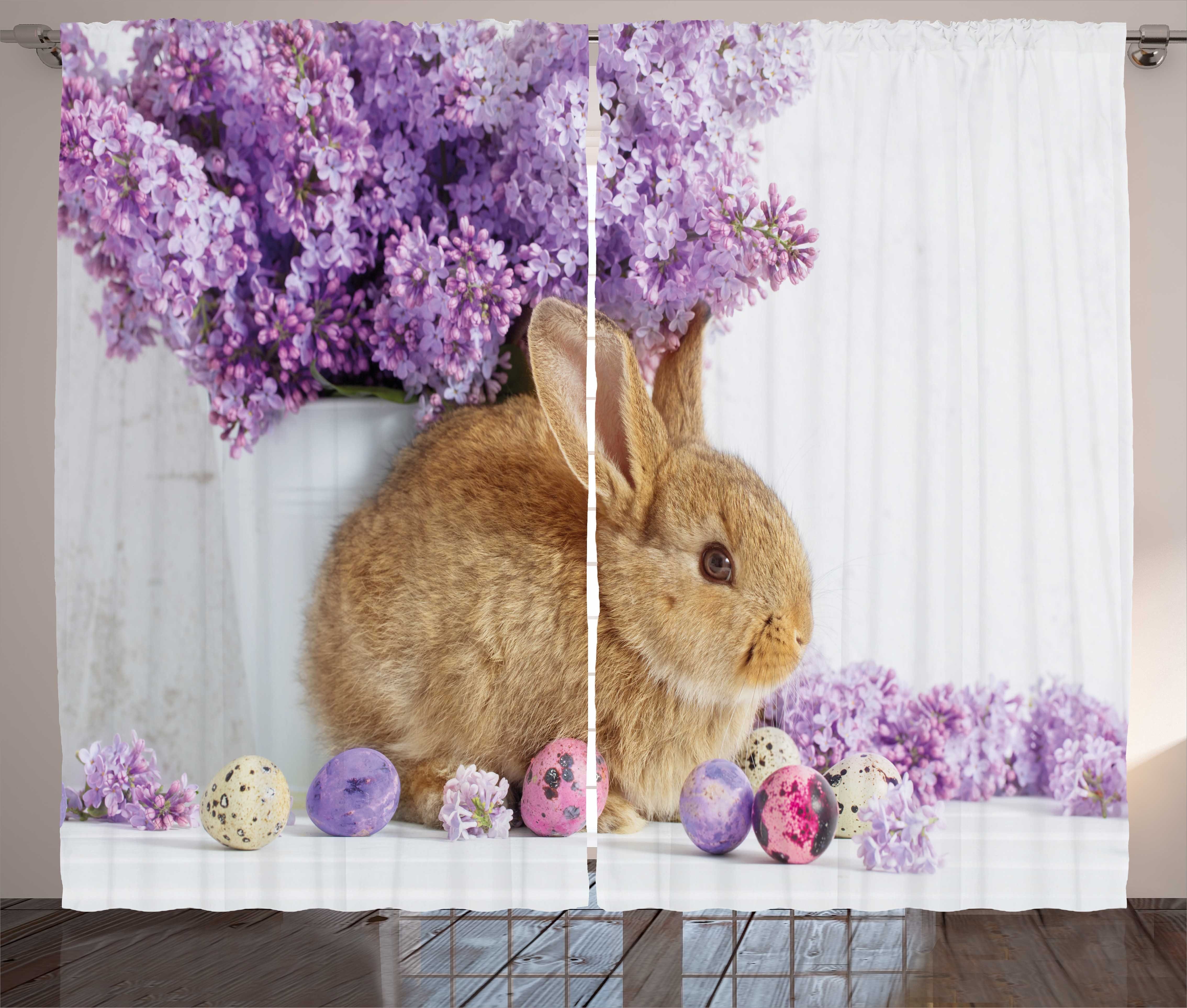 Gardine Schlafzimmer Kräuselband Kaninchen mit Haken, Vorhang Foto und Schlaufen Abakuhaus, Osterhase
