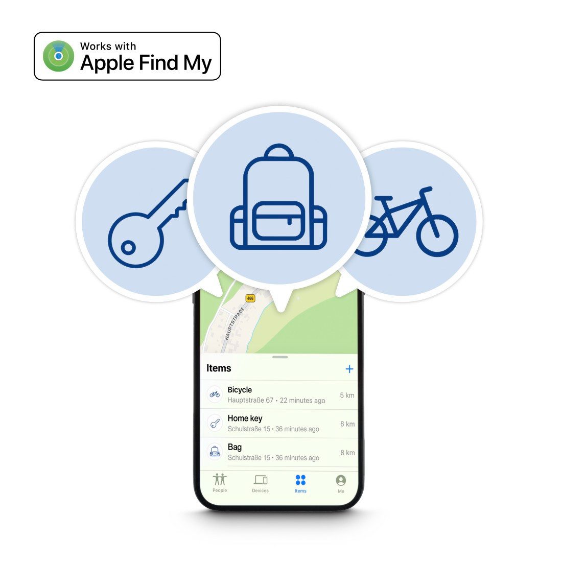 Hama Schlüsselfinder für Apple „Wo ist“-App (Bluetooth, mit Alarm, für iOS) GPS-Tracker (AirTag Alternative, Tracker)
