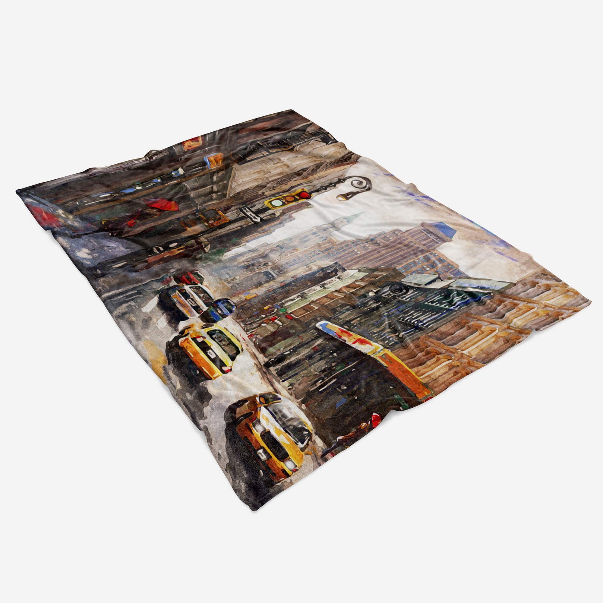 mit Malerisch, (1-St), New Handtuch York Handtuch Handtücher Baumwolle-Polyester-Mix Kuscheldecke Sinus Saunatuch Art Fotomotiv Strandhandtuch