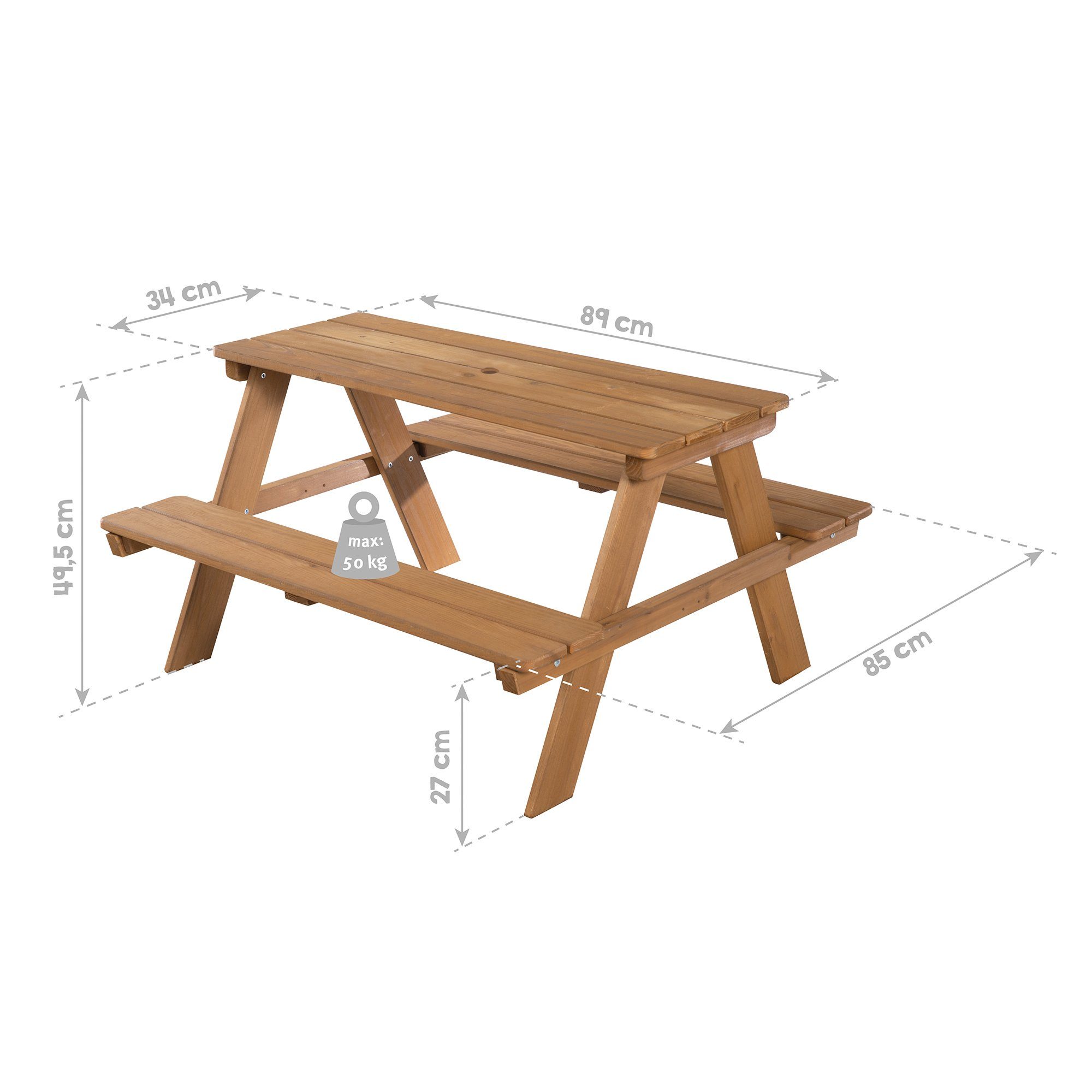 roba® Garten-Kindersitzgruppe Picknick for 4, Kindersitzgarnitur für den Garten - Massivholz - Sicher & Stabil