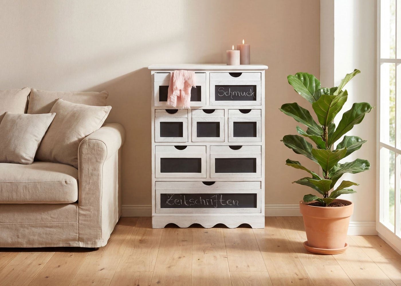 MCW Kommode Venlo, 8 geräumige Schubladen, Gebürstete Oberfläche, Komplett montiert