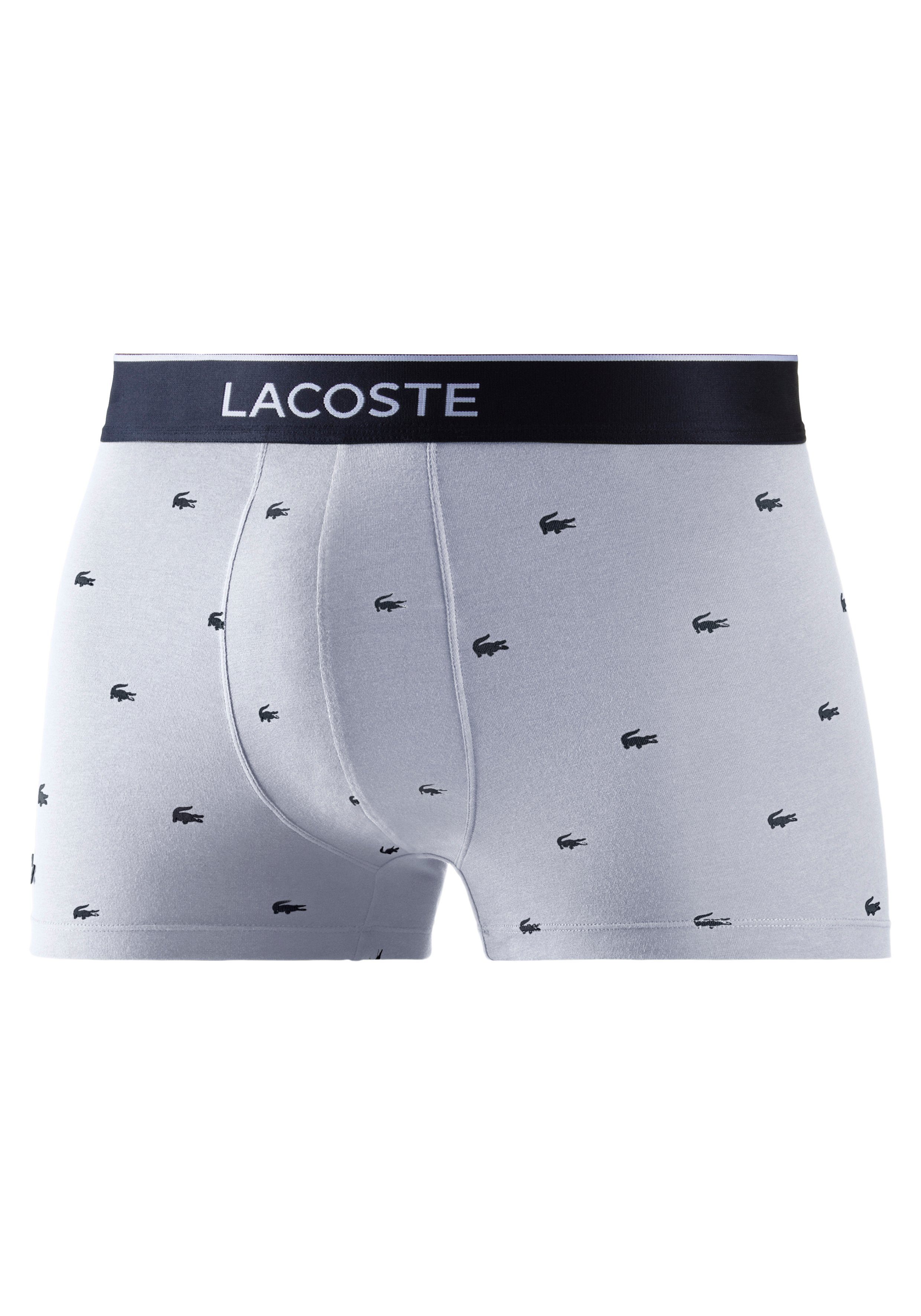 Lacoste Boxershorts eng Boxershorts Lacoste Herren 3er-Pack aus 3er-Pack) 3-St., Stretch-Baumwolle blau, Premium (Packung, rot, grau-meliert im