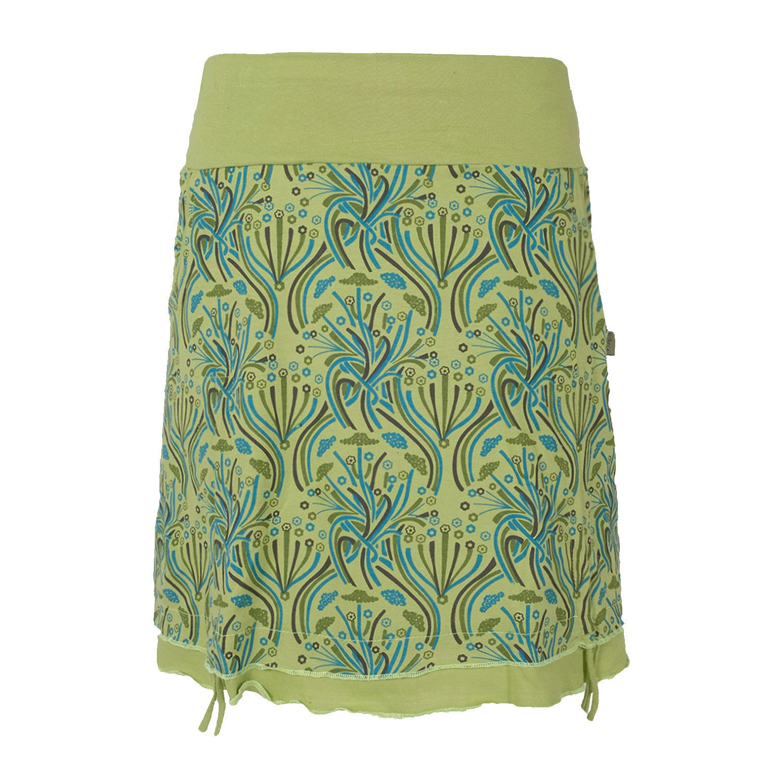 Minirock Damen Mini-Rock Baumwolle Blumen-Muster elastischer Bund mit Taschen