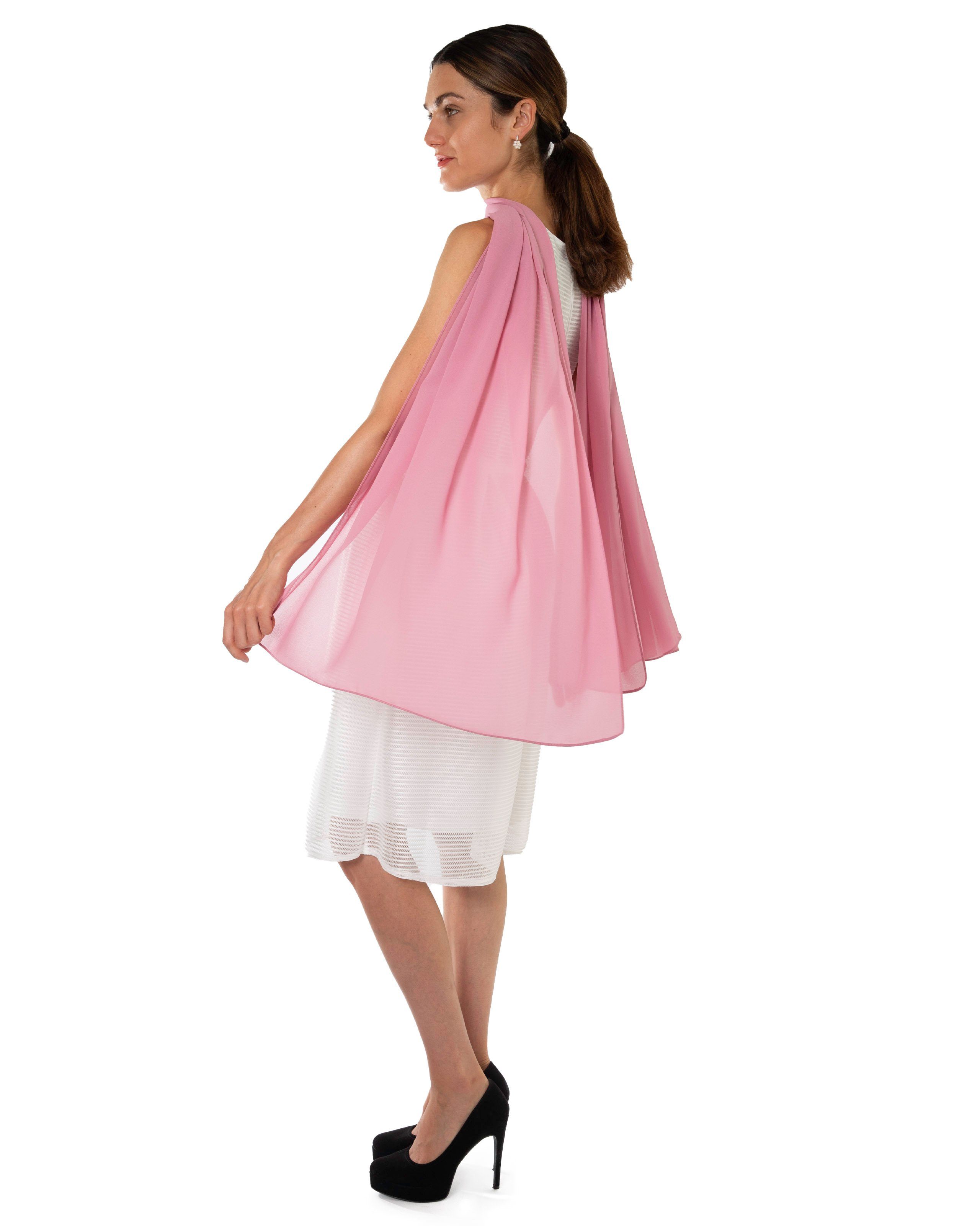 MayTree Modeschal Chiffontuch Damen Stola Umschlagtuch für Abendkleid Cocktailkleid, (Stück, 1-St) rose