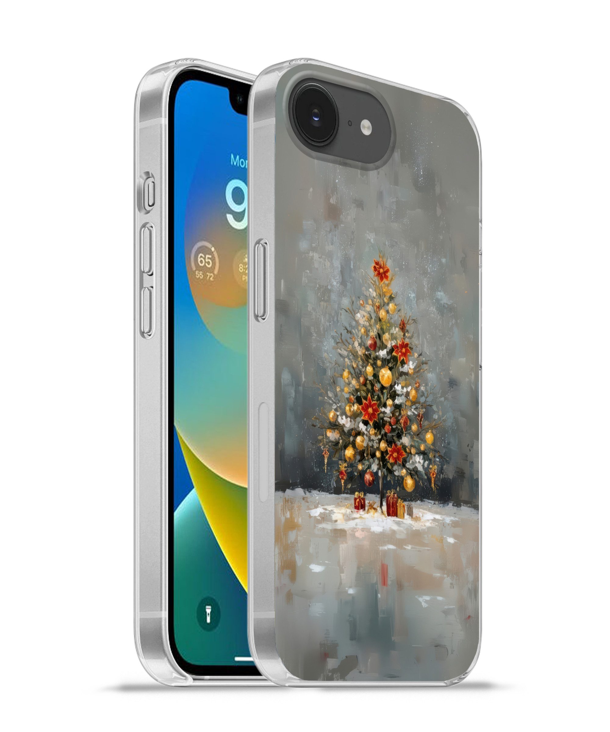 MuchoWow Handyhülle für Apple iPhone 16e Weihnachtsbaum - Geschenke - Rot - Gold, Smartphone-Bumper, Print, Handy Schutzhülle Dünn