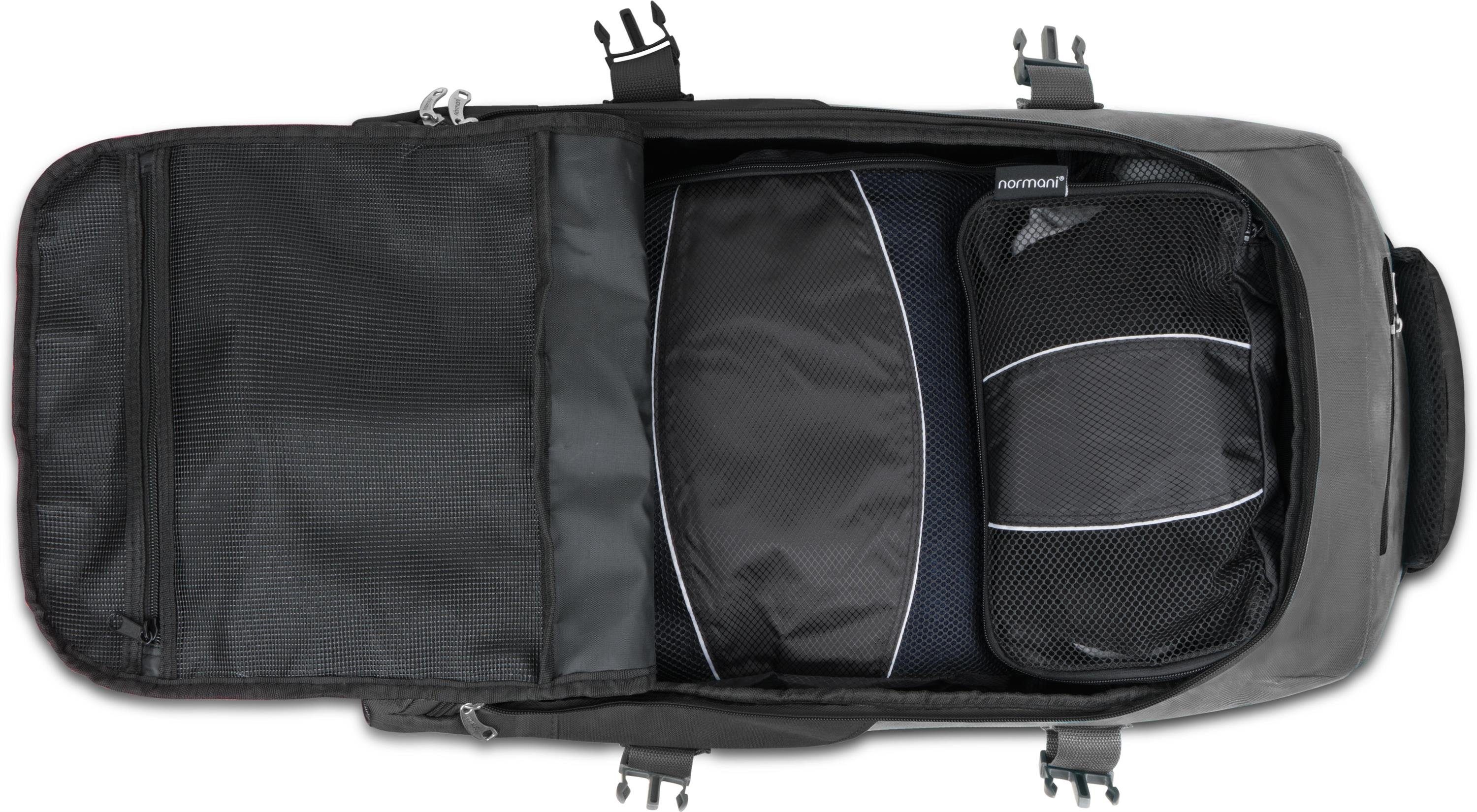 und Trolley Kleidertaschen 2-in-1 passenden Reisetasche mit Melano, 5 Rucksack Schwarz/Grau normani Reisetasche -