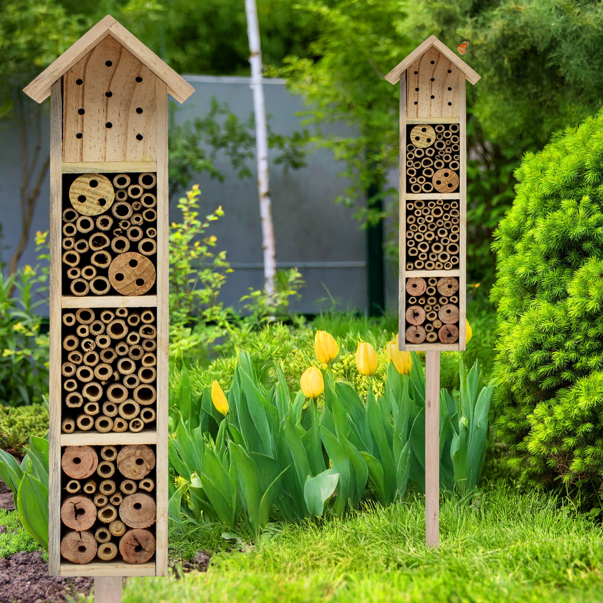 Spetebo Insektenhotel zum Aufstellen - 78 cm, (Anzahl, 1-St., Stück), mit Erdspieß