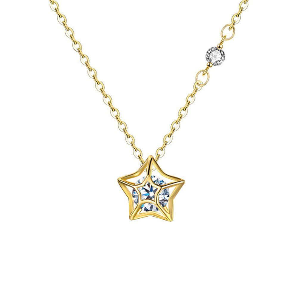 Collierkettchen Union Schlüsselbeinkette mit schlichten fünfzackigem Stil Goldfarben Luxuriöse Stern im (1-tlg) Reisen