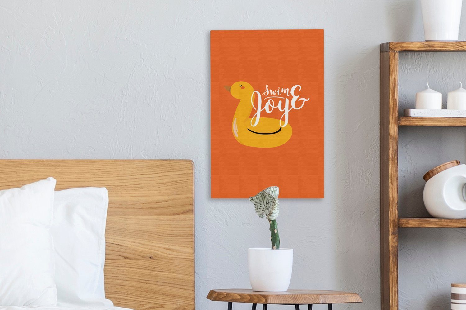 OneMillionCanvasses® Leinwandbild Orange St), (1 20x30 cm Gelb Gemälde, fertig Zackenaufhänger, Schwimmband, - Leinwandbild - inkl. bespannt