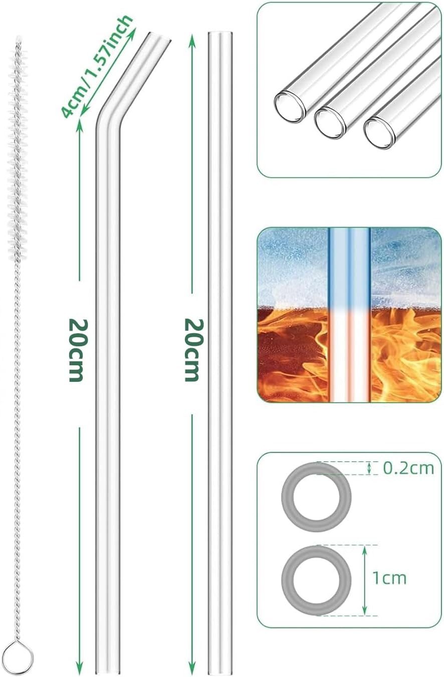 FELIXLEO Küche Pack 4 Glasstrohhalme Lang, günstig online kaufen