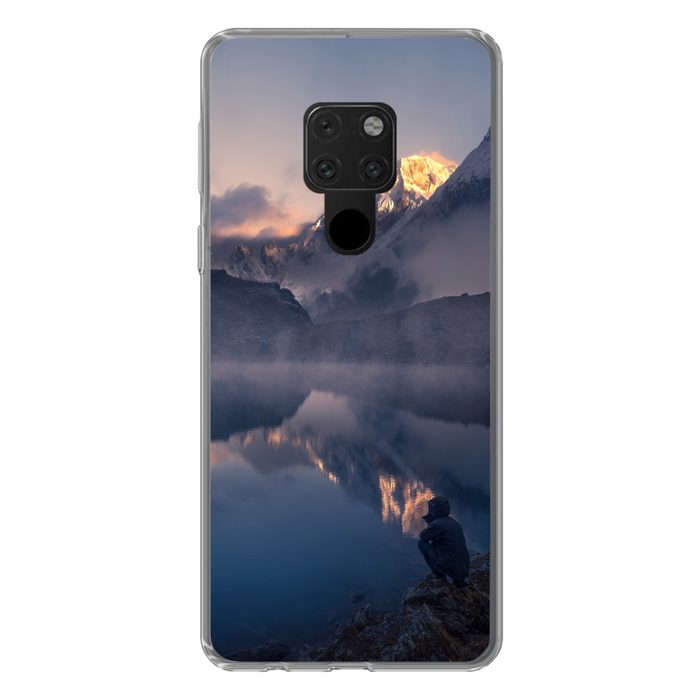 MuchoWow Handyhülle Landschaft - Wasser - Berg - Schnee - Sonnenuntergang Phone Case Handyhülle Huawei Mate 20 Silikon Schutzhülle