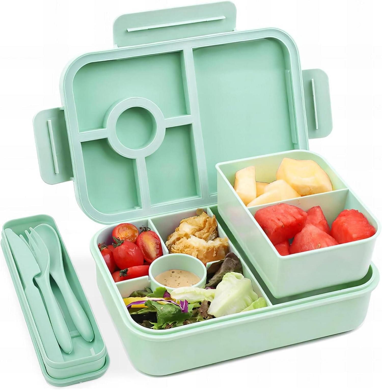 Aufbewahrungsbox Brotdose Kinder Lunchbox mit 5 Fächern 1300ML auslaufsicher Bento Box