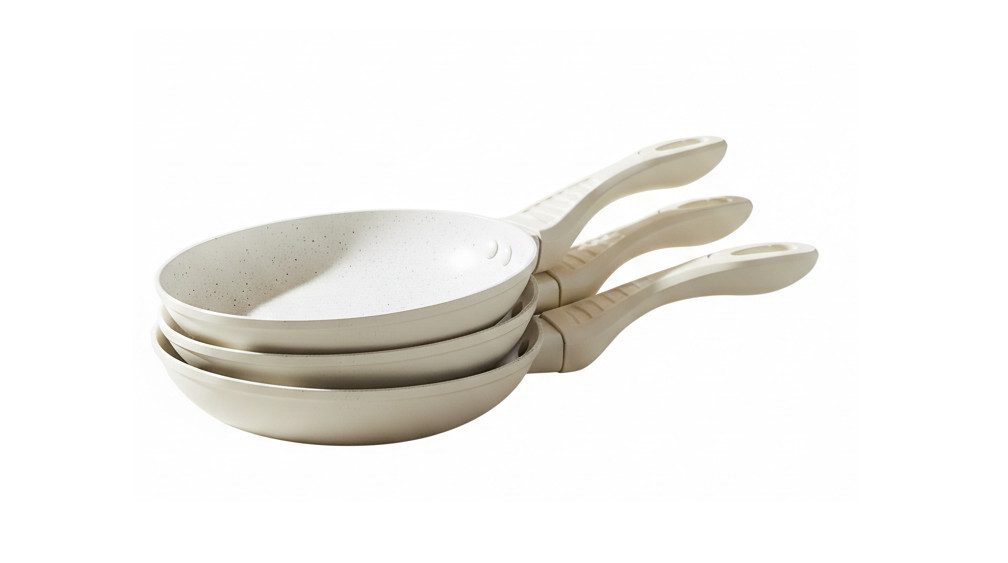 Cheffinger Pfannen-Set Bratpfanne Pfannen Set 3-tlg beschichtet Induktion Cheffinger Beige, Aluminiumguss (Set bestehend aus 3 Bratpfannen)