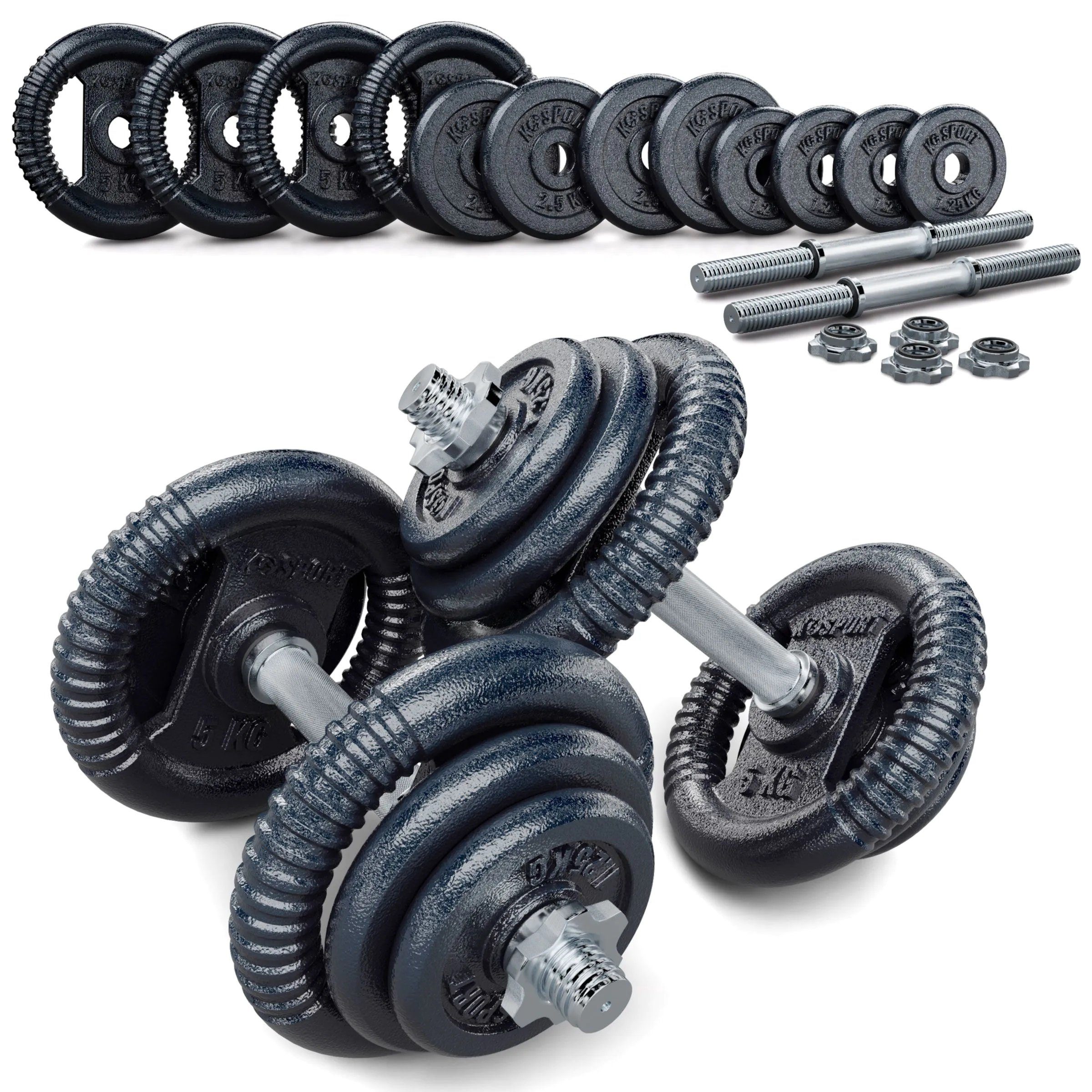 K-SPORT Kurzhantel *EINFÜHRUNGSANGEBOT* K-Sport: Kurzhantel Set aus Gusseisen 24 kg mit Sternverschlüßen I 2er Hantelset mit Gewichte I Professionelle Kurzhanteln für Zuhause, inkl. E-Book, Made in EU!