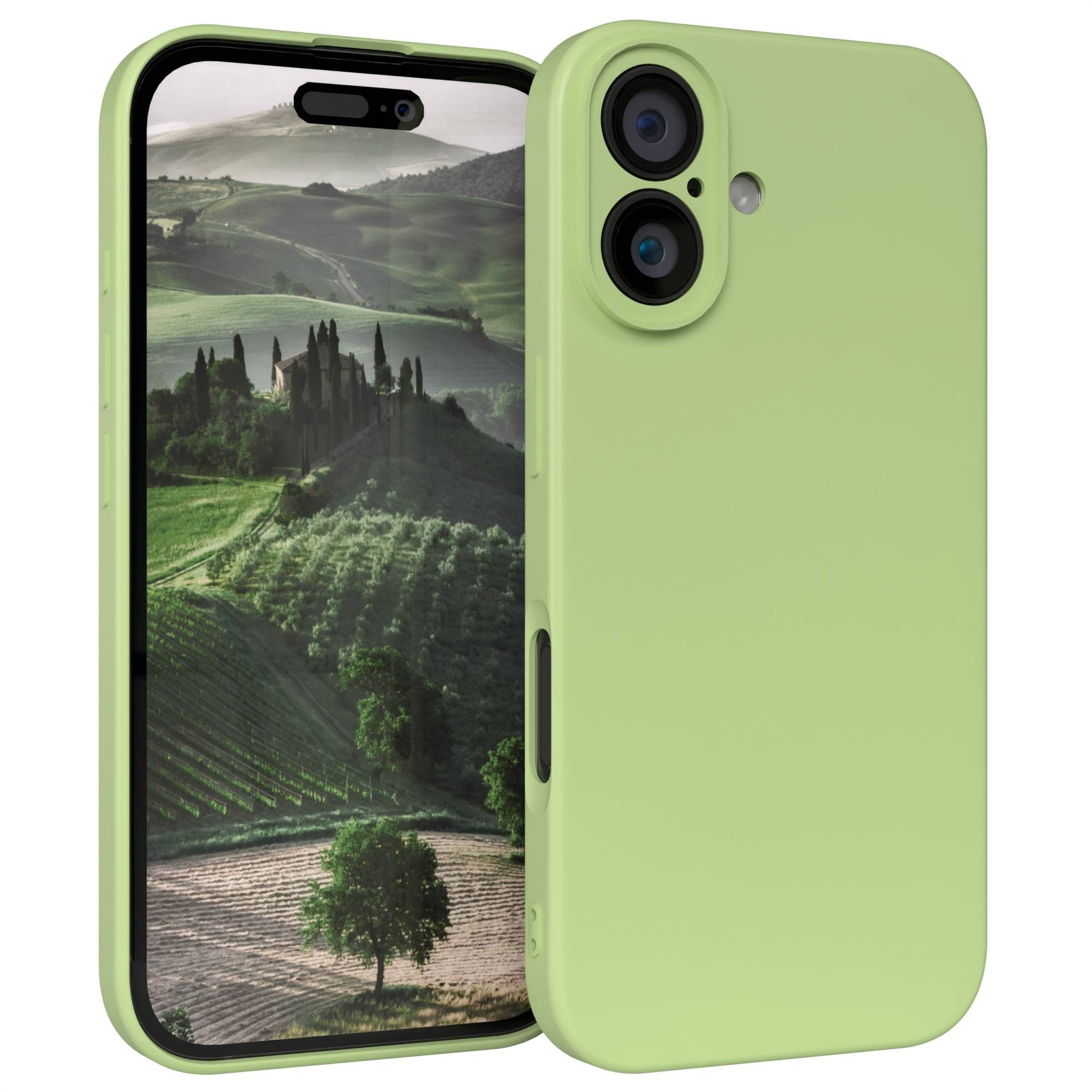 EAZY CASE Handyhülle für Apple iPhone 16 Hülle Silikon 6,1 Zoll, Smart Slimcover Matt Silikon Schutzhülle mit Kameraschutz tpu Grün