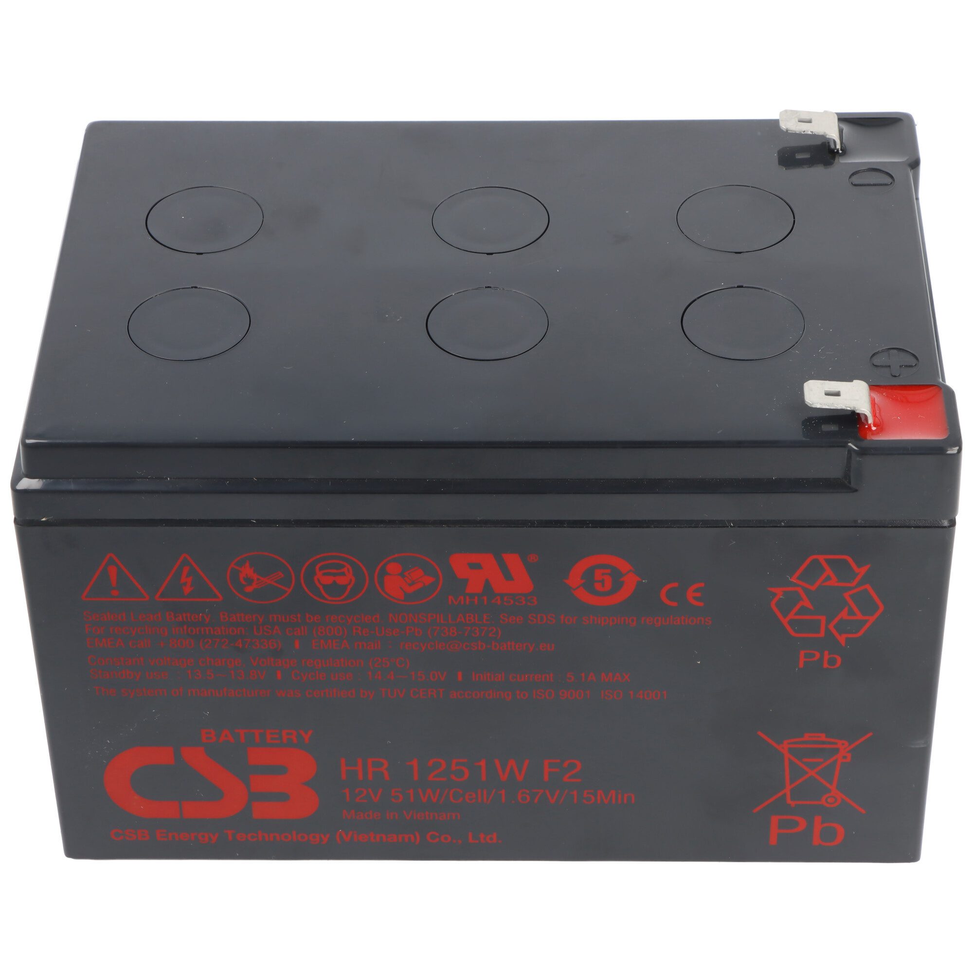 CSB CSB HR1251W Blei Akku 12 Volt, 4,25A, Faston F2 12V 51W, 151 x 98 x 1 Akku