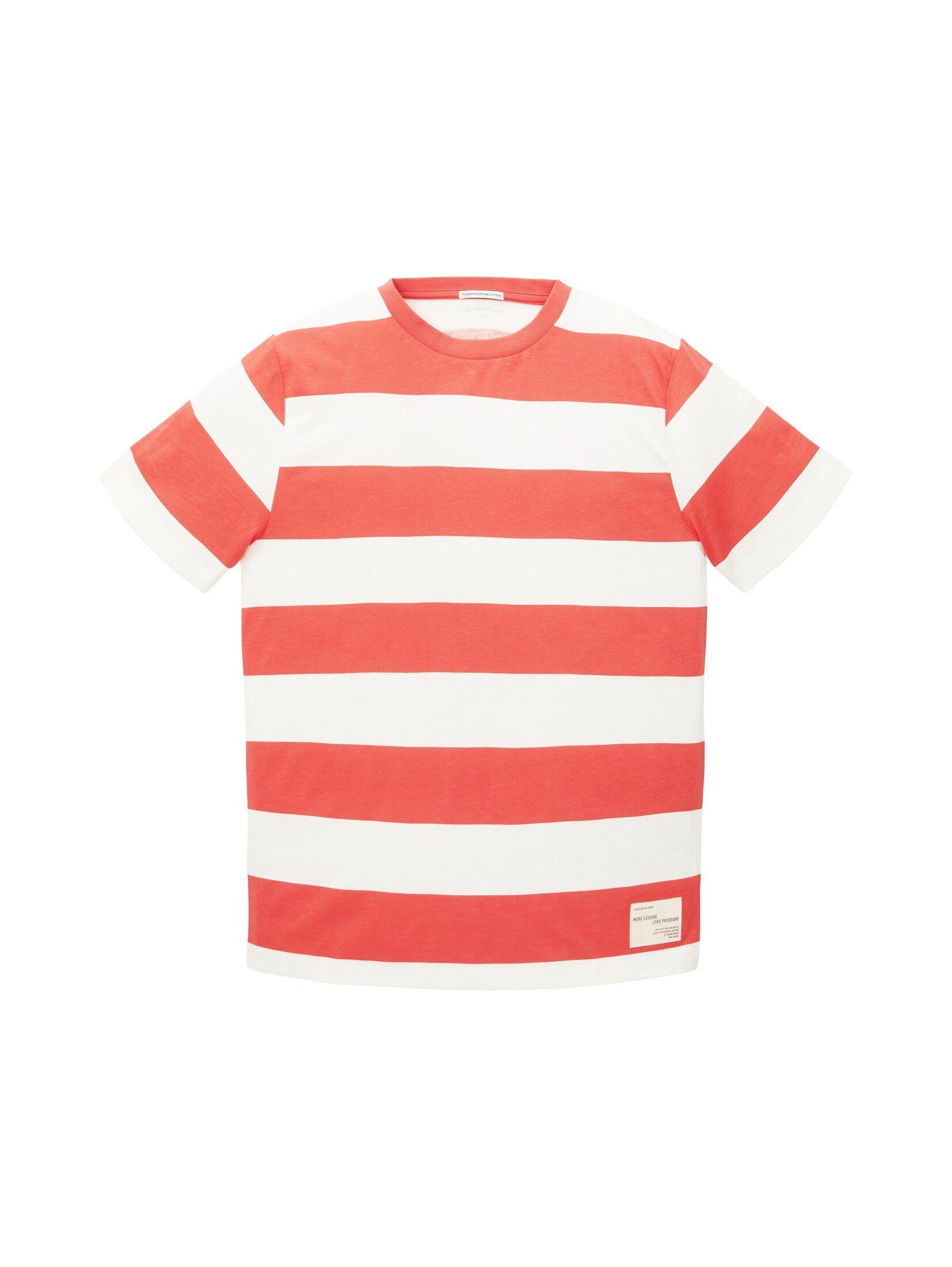 TOM TAILOR T-Shirt Gestreiftes T-Shirt off white red stripe