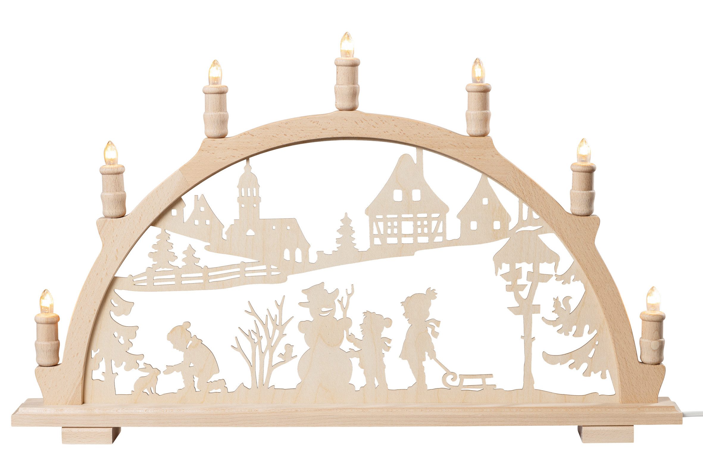 SAICO Original LED Schwibbogen Lichterbogen, Winterfreuden, Premium LED-Beleuchtung, warmweiß, BxHxT: 66x40,5x6 cm
