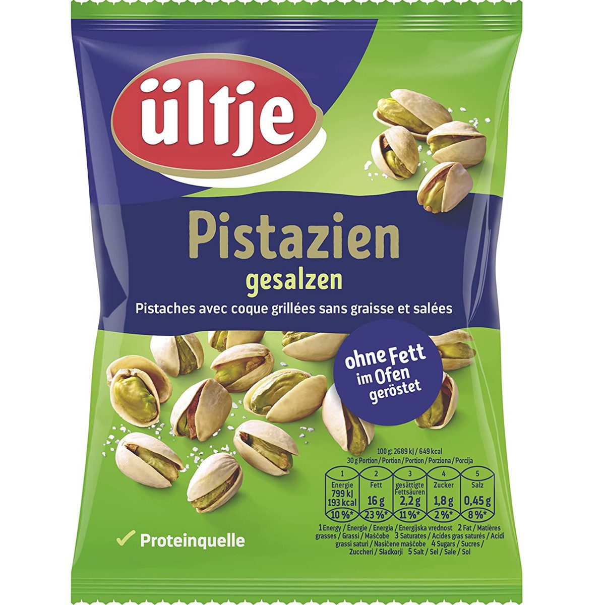 UELTJE Knabberei, Ültje Pistazien mit Schale im Ofen geröstet und gesalzen 150g