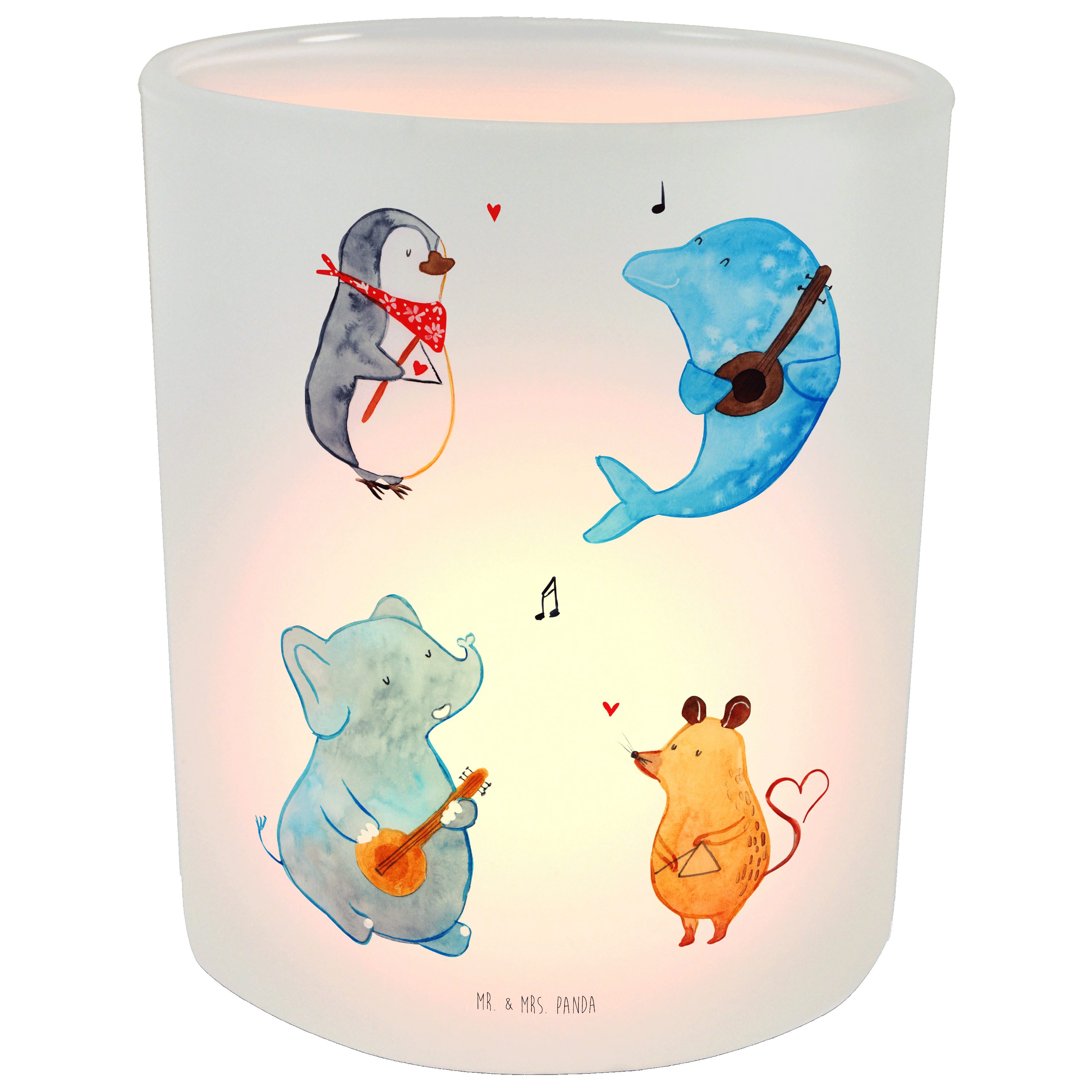 Mr. & Mrs. Panda Windlicht Big Band - Transparent - Geschenk, Musikanten, Windlicht Kerze, Musik (1 St)