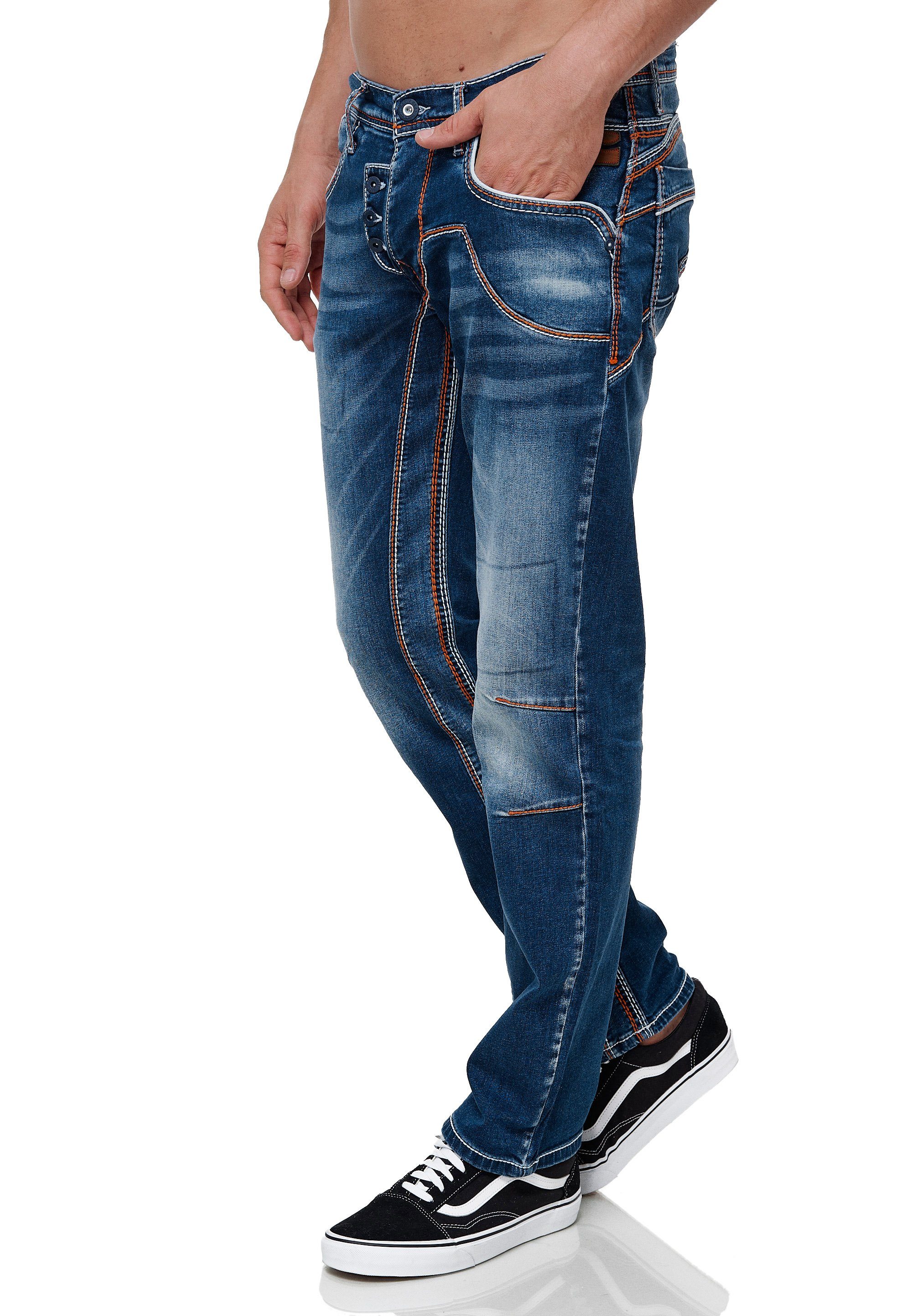 RUBEN Neal auffälligen Straight-Jeans mit Rusty 43 Ziernähten
