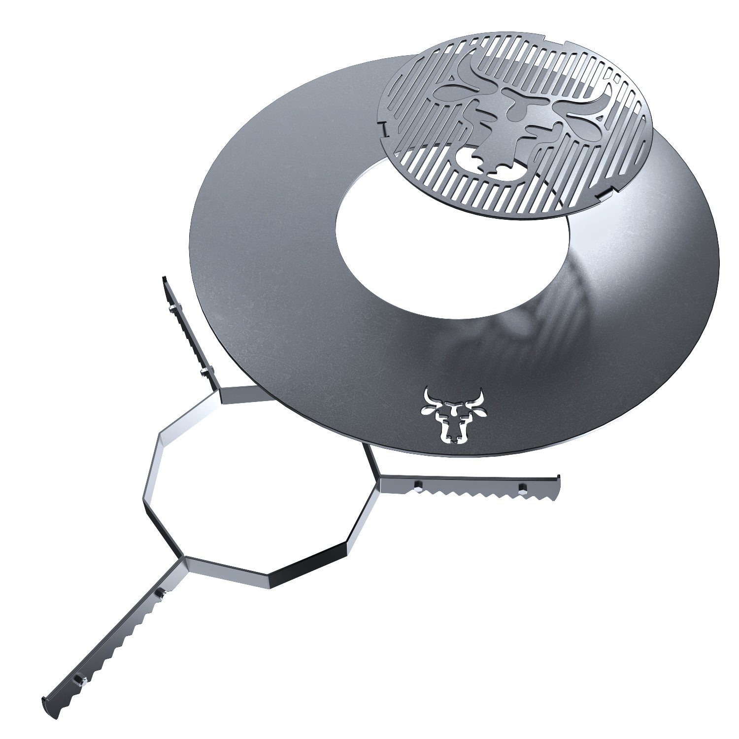 Grillplatte Grilleinsatz Grillring GR07-80 tuning-art + Kugelgrill Auflageleiste + Set für