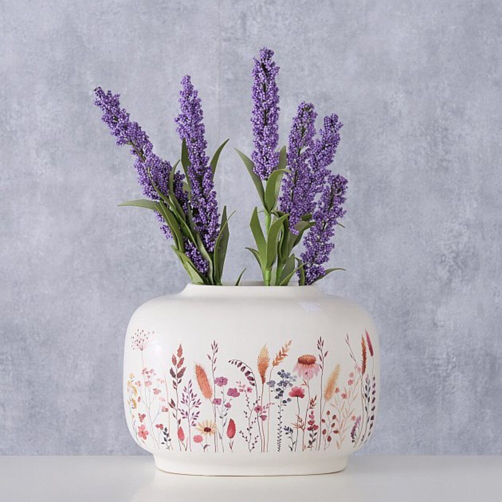 BOLTZE Dekovase "Kornelia" (Steingut) rosa/rot/weiß, aus in Keramik Blumenvase Vase