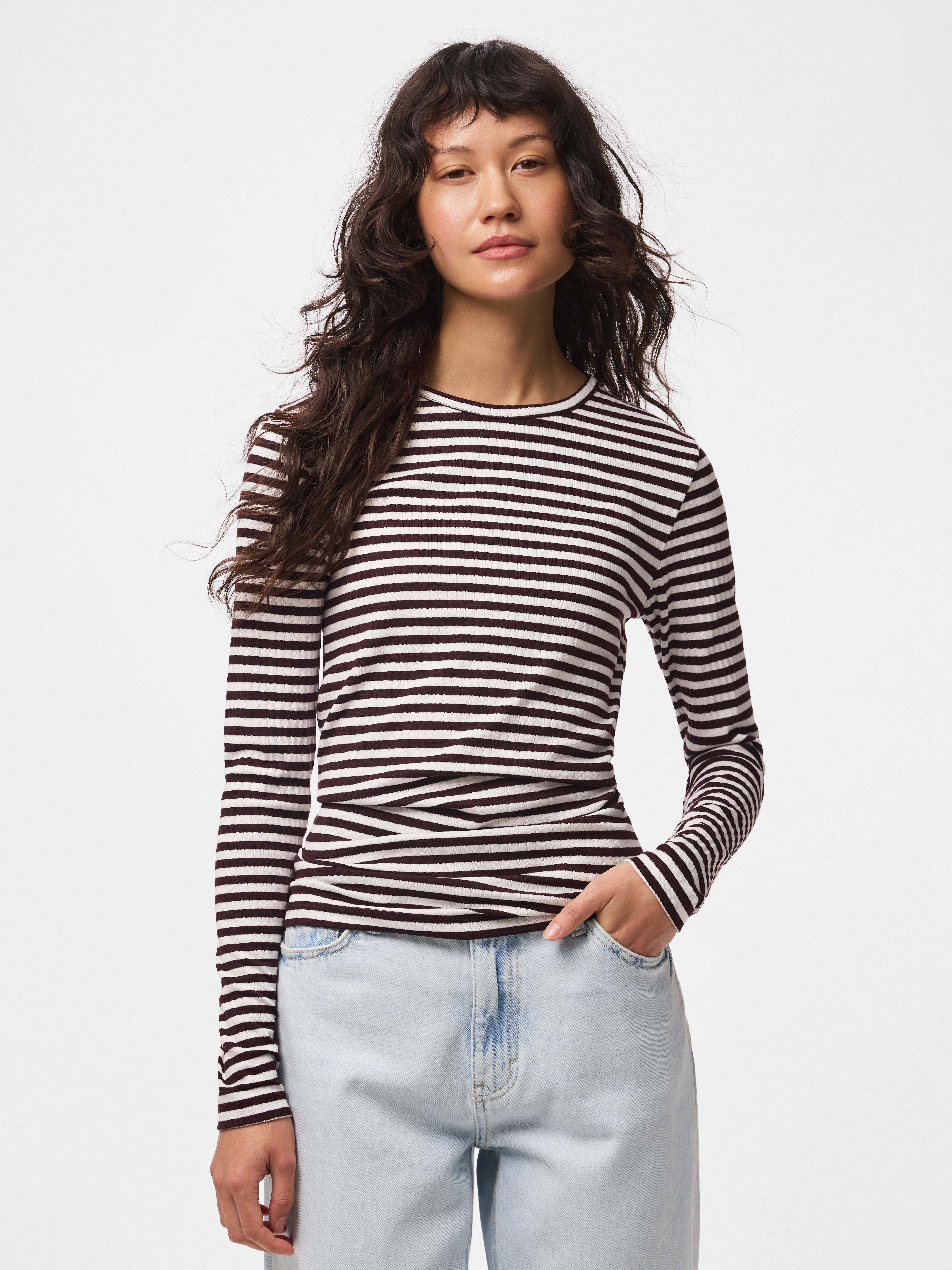 pieces Langarmshirt PCLAYA LS TOP JRS NOOS Materialmix, regular fit