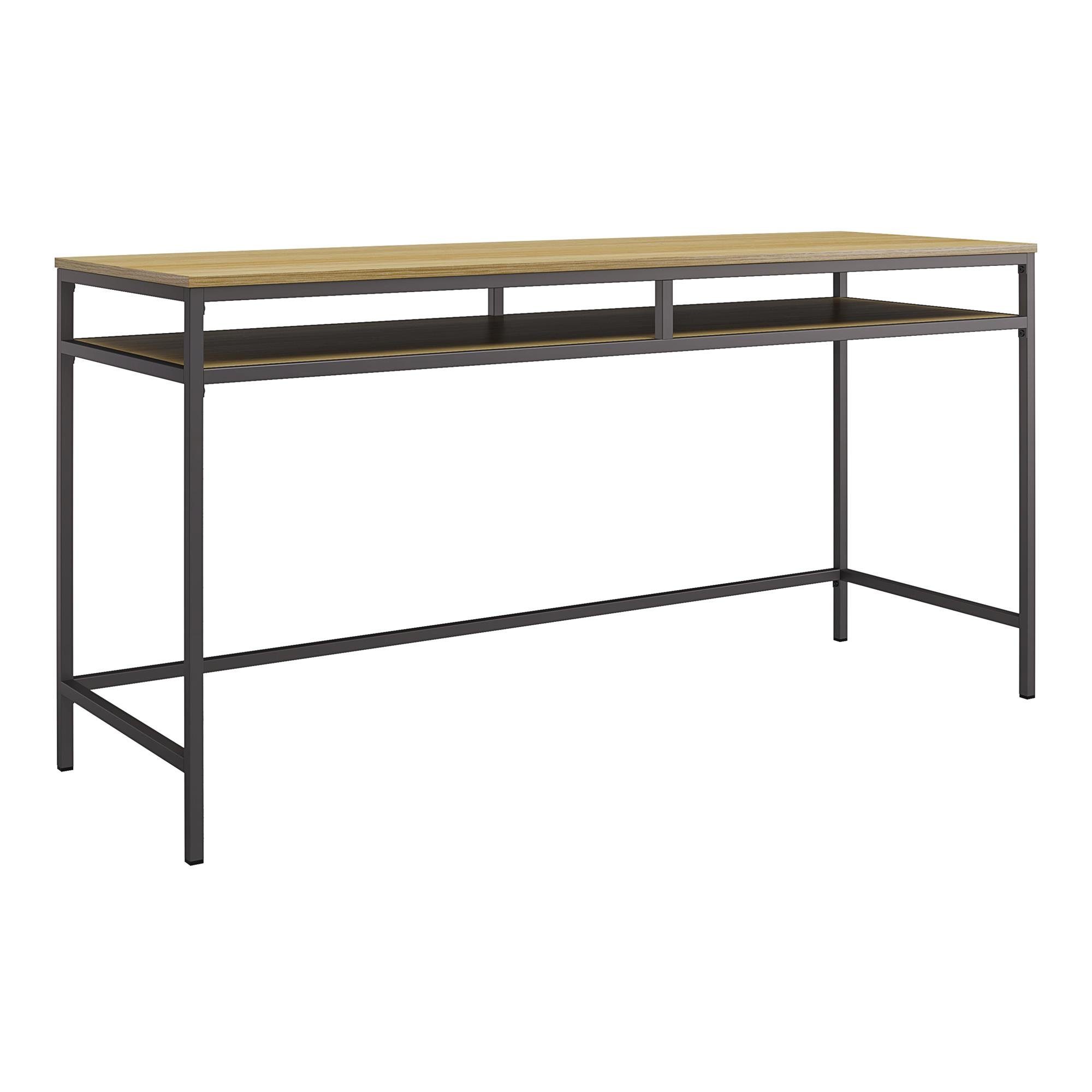 loft24 Schreibtisch Bradford, Metallgestell, Tischplatte in Holzoptik, Breite 153 cm grau/eiche | grau | eiche