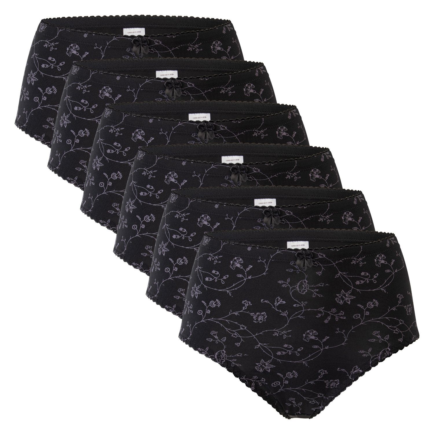 Taillenslip Damen Taillenslip 6er Pack, Microfaser, Blümchen-Muster