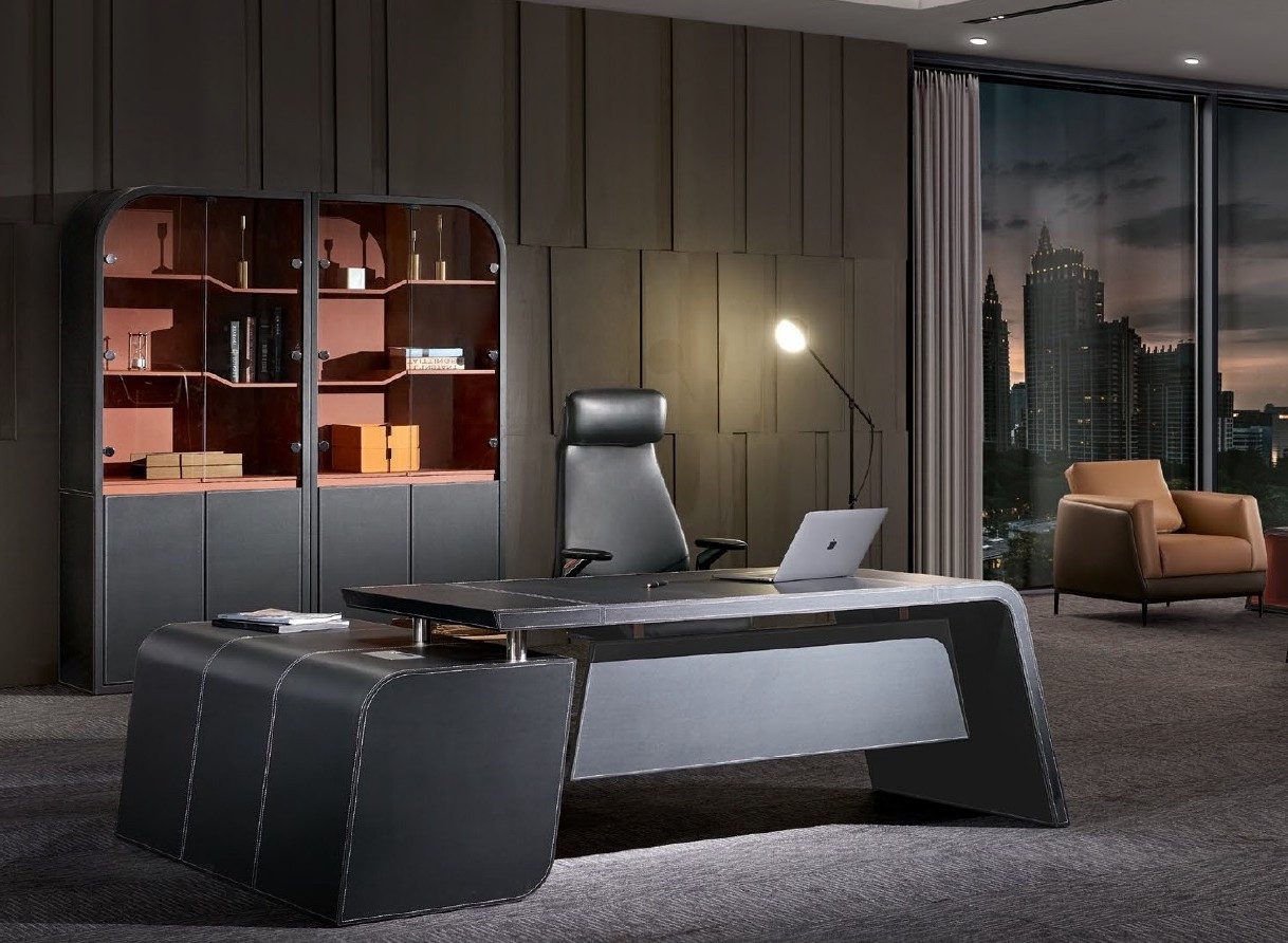 JVmoebel Büromöbel-Set Elegantes Büro-Set in Schwarz mit Ecktisch, Schreibtisch und Sessel, Made in Europa