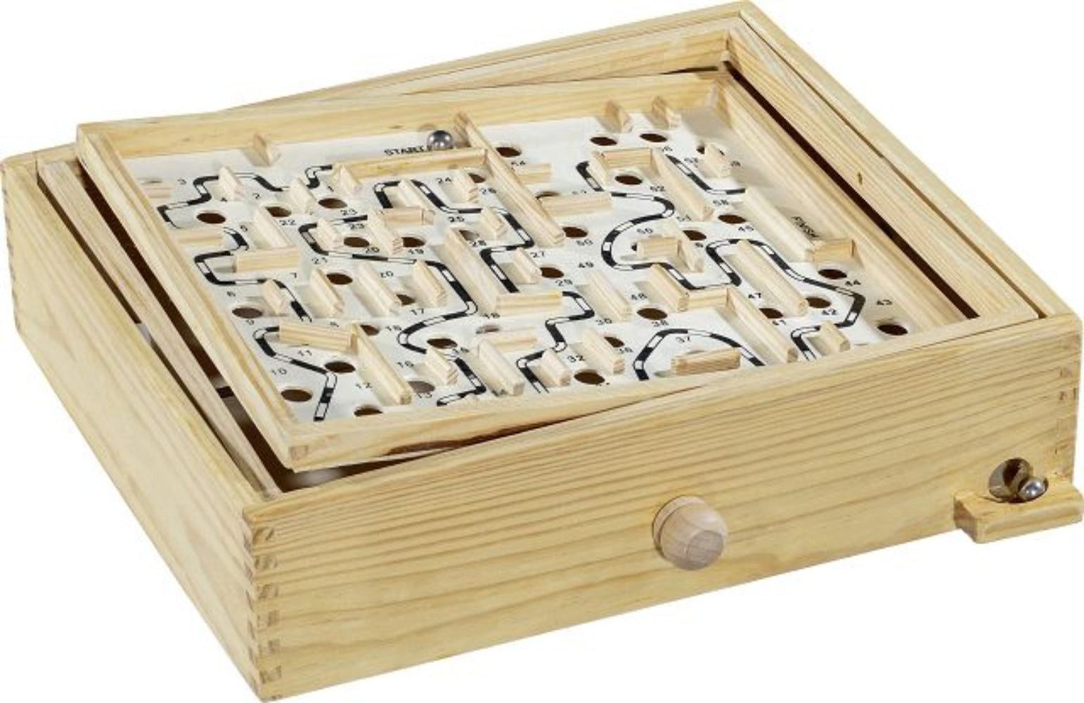 Idee+Spiel Spiel FUN Holz-Labyrinth 34x30cm - Premium Geschicklichkeitsspiel