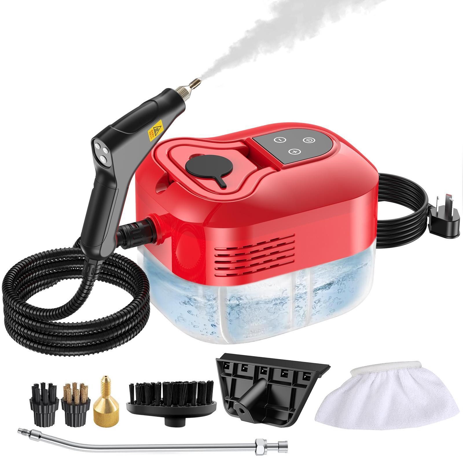 YADIMI Handdampfreiniger 1500W Tragbarer Dampfreiniger mit 1200 ml Wassertank, 1500 W, 6-stufige Leistungsregelung und 3 Bürstenköpfen, Dampfreiniger für Böden, Küche, Fenster, Badezimmer und Auto