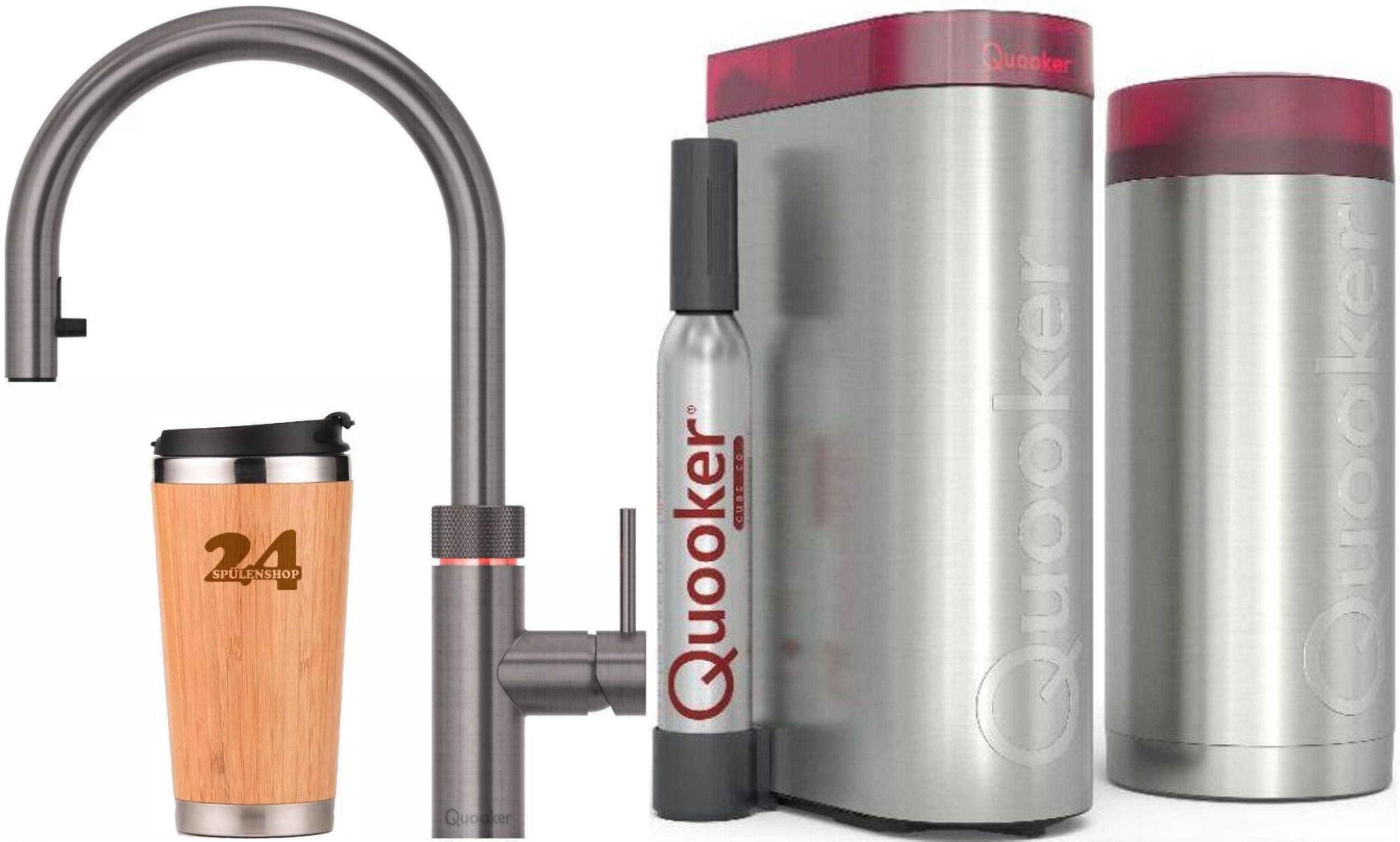 QUOOKER Küchenarmatur QUOOKER FLEX Zugauslauf Gunmetal PVD Combi B mit CUBE 2 (22XGMECUBE) (2-St) 100°C Kochendwasserhahn mit Trinkwassersystem