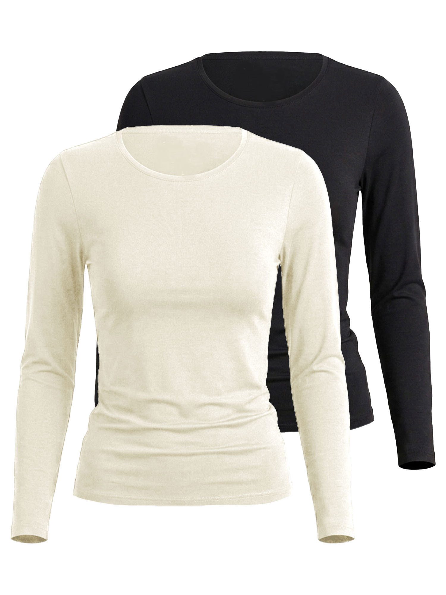 Nina Von C. Unterhemd 2er Pack Langarm Shirt Seide&Modal (Packung, 2-St) hochwertiges Material aus Modal & Seide