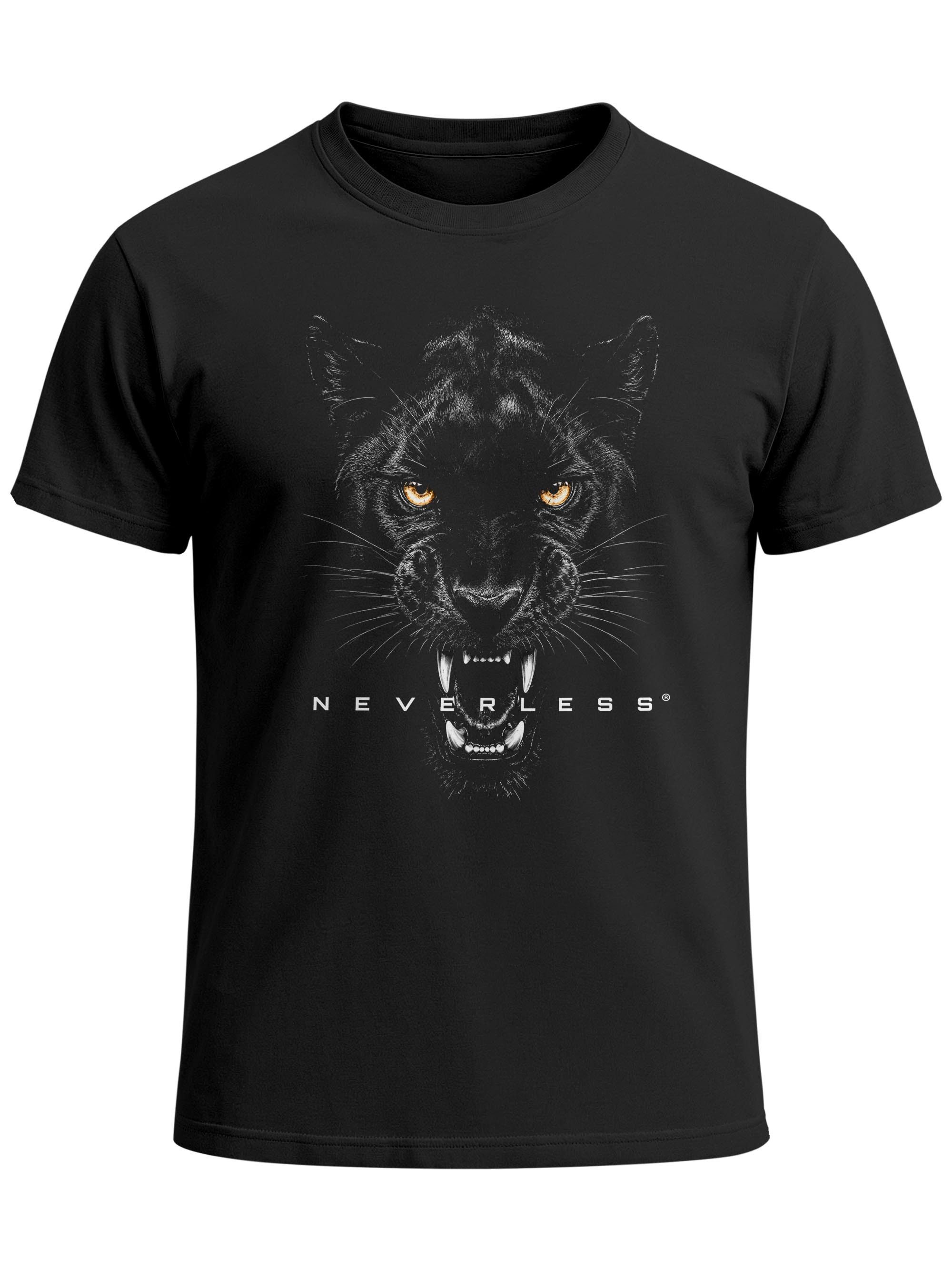 Neverless Print-Shirt Herren T-Shirt Frontprint - Panther - Baumwollshirt Männer Fashion mit Print – Bild 2 von 5