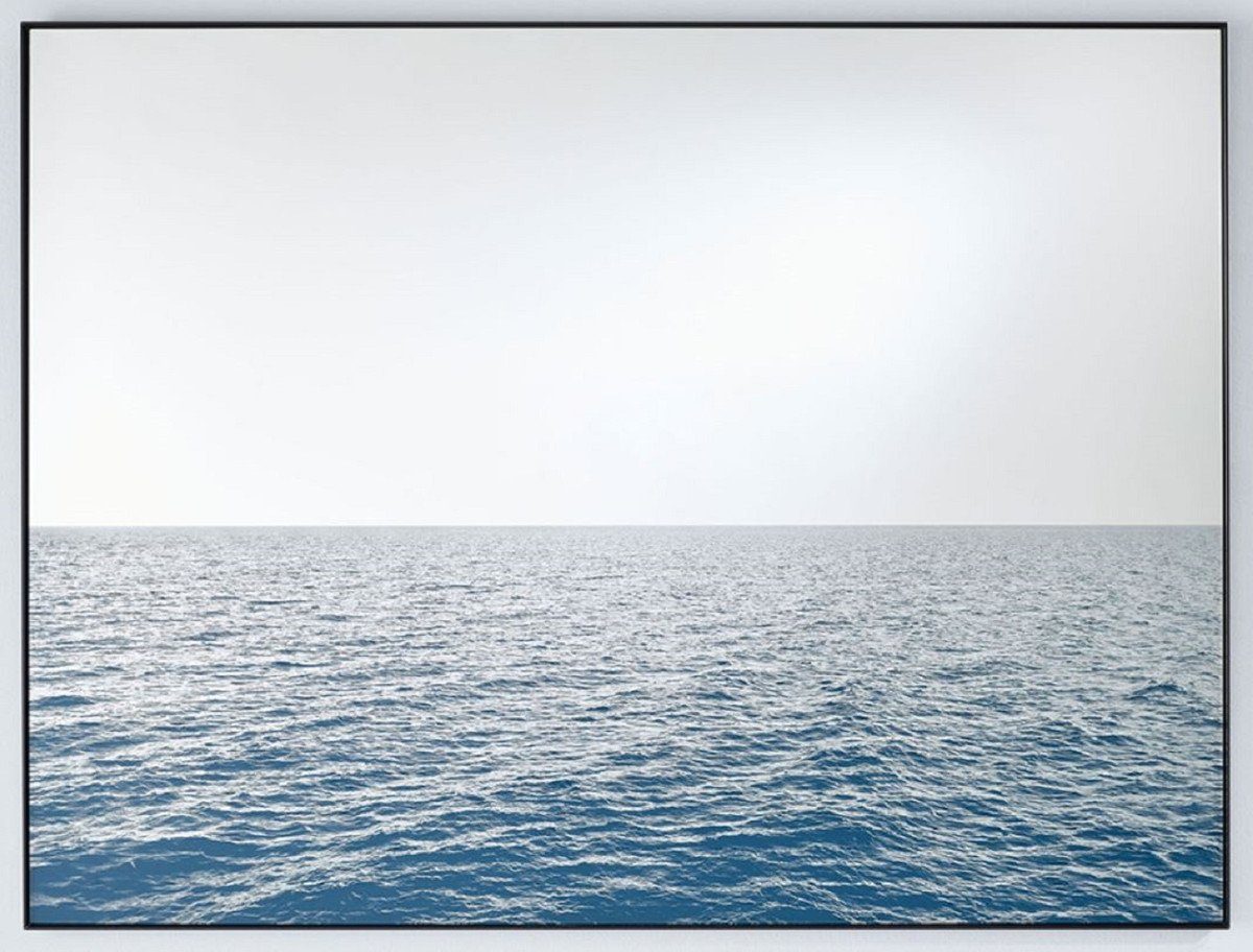 Casa Padrino Wandspiegel 90 x Luxus - Meer mit 2 Schwarz Spiegel - cm Blau Wandspiegel Metallrahmen x 120 H. Rechteckiger Möbel / Luxus
