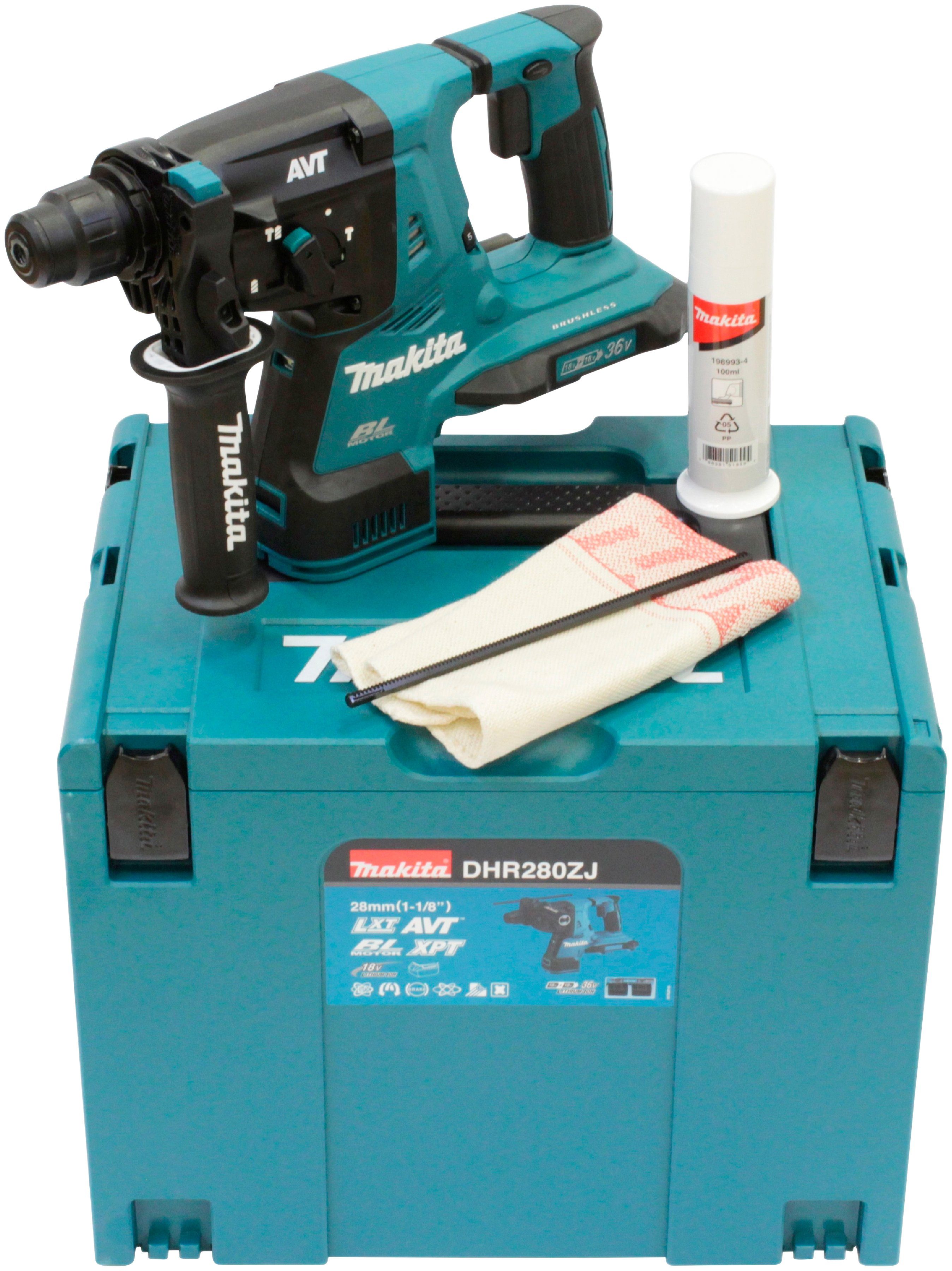 Makita Akku-Kombibohrhammer DHR280ZJ, max. 980 U/min, ohne Akku und Ladegerät