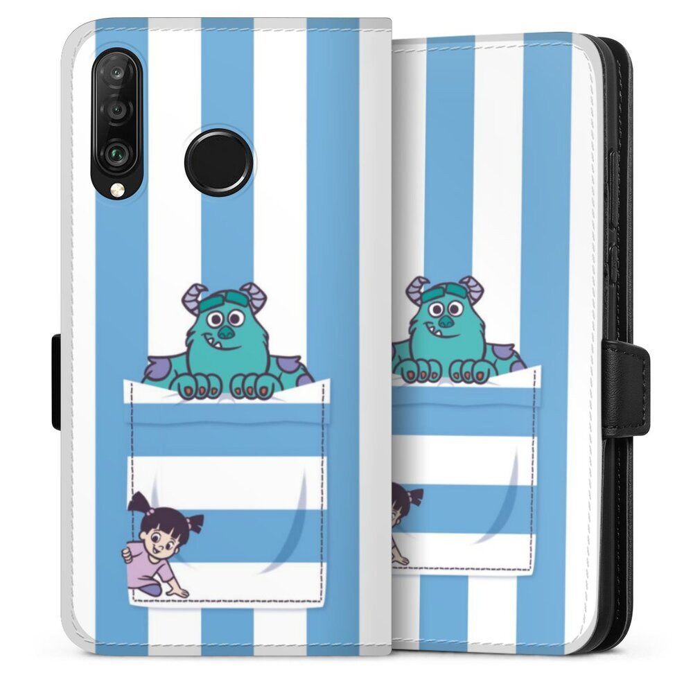 DeinDesign Handyhülle Disney Pixar Die Monster AG Fanartikel Monster AG Striped Pattern, Huawei P30 Lite New Edition Hülle Handy Flip Case Wallet Cover