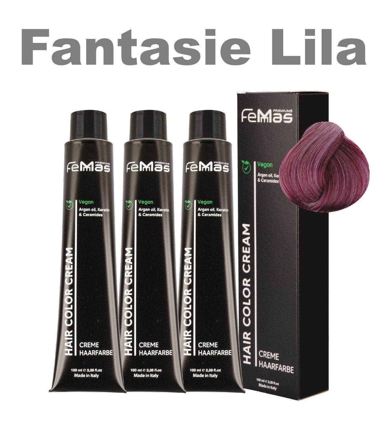 Femmas Premium Haarfarbe FemMas professionelle Haarfarbe mit Arganöl 3 x 100 ml