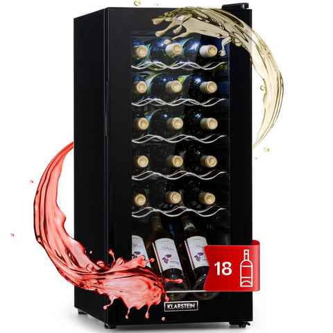 Klarstein Weinkühlschrank Shiraz 18 Uno, für 18 Standardflaschen á 0,75l,Wein Flaschenkühlschrank Weintemperierschrank Weinschrank Kühlschrank