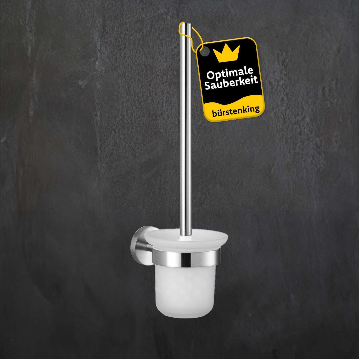 Bürstenking WC-Reinigungsbürste WC-Garnitur Toilettenbürste mit Halter – Edelstahl matt, Serie 190, (Serie 190, Serie 190), Rostfrei, langlebig, platzsparend, hygienisch