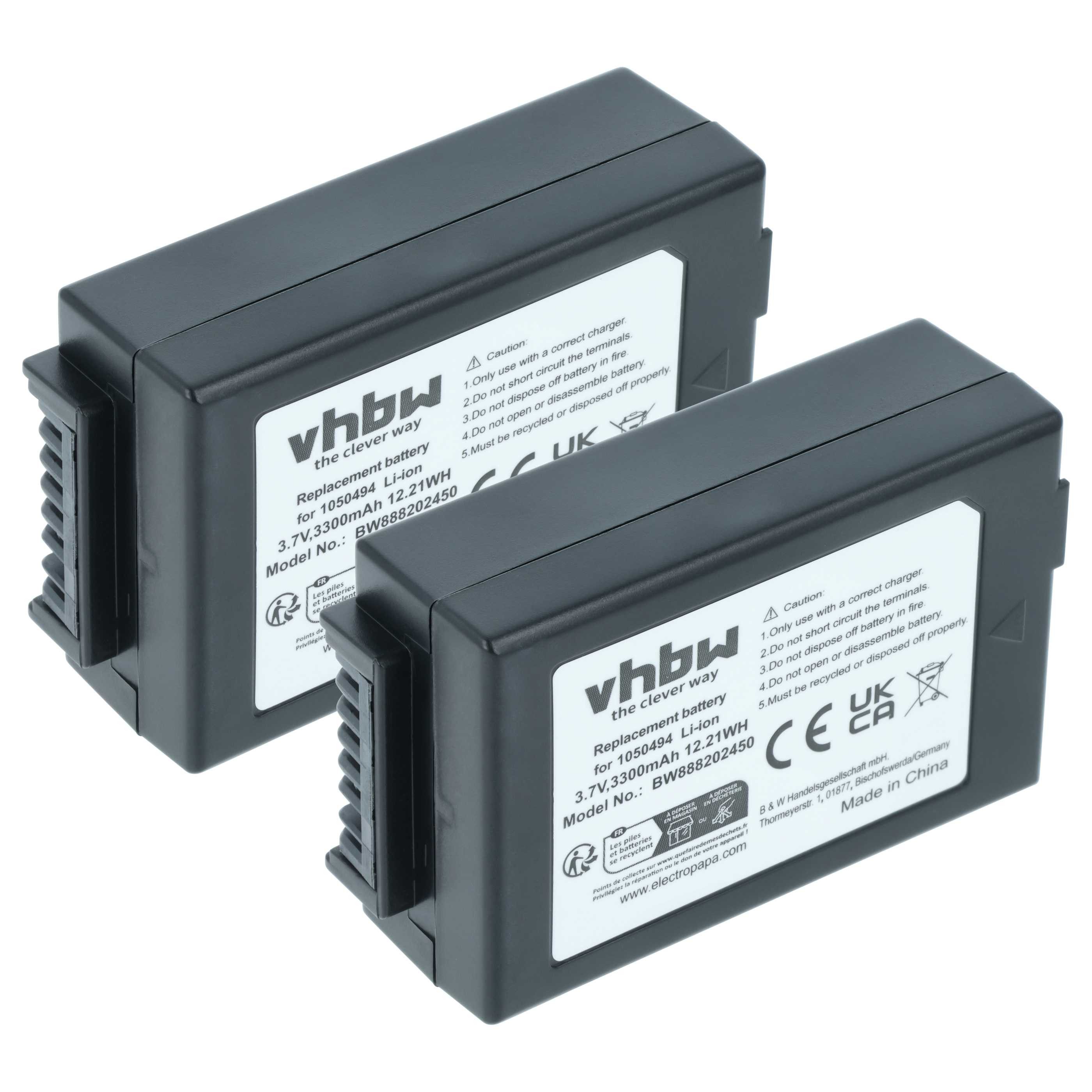 vhbw Akku passend für TEKLOGIX G2 G1, 7525, 7525C, 7527 Handheld (3300 mAh, Akku Akku Li-Ion 3300 mAh (3,7 V, 2 St), Leistungsfähige Austausch-Akkus für Handheld Computer (PC), Scanner